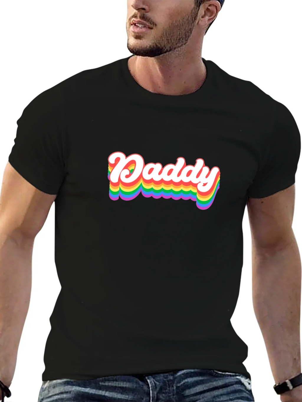 Rainbow Daddy Graphic Tee - Black Cotton Blend Shirt product image 9