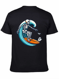 Skeleton Surfing Halloween T-Shirt product image 1
