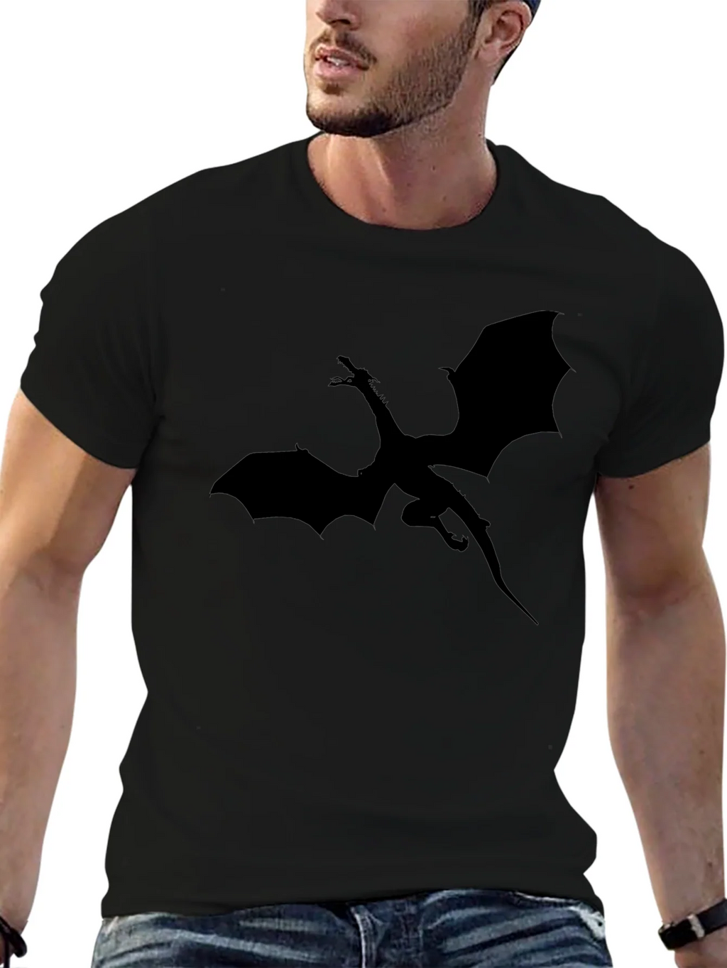 Dragon Silhouette Graphic T-Shirt - Black product image 9