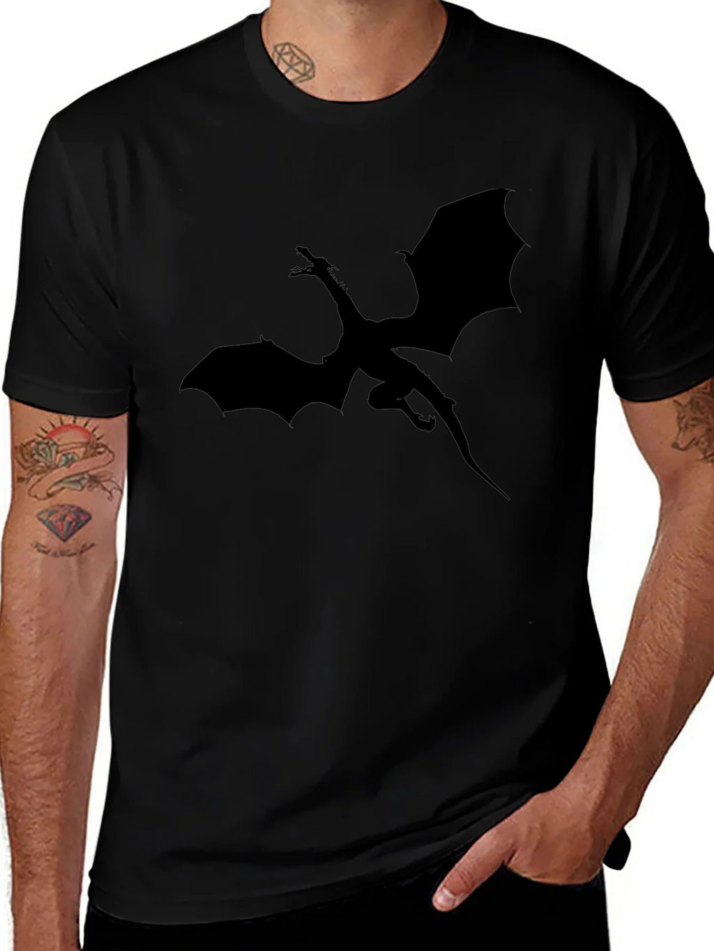Dragon Silhouette Graphic T-Shirt - Black product image 1