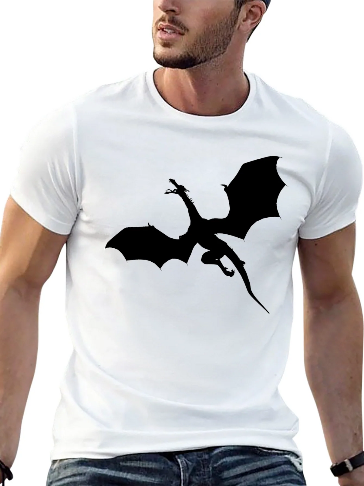 Dragon Silhouette Graphic T-Shirt - Black product image 4