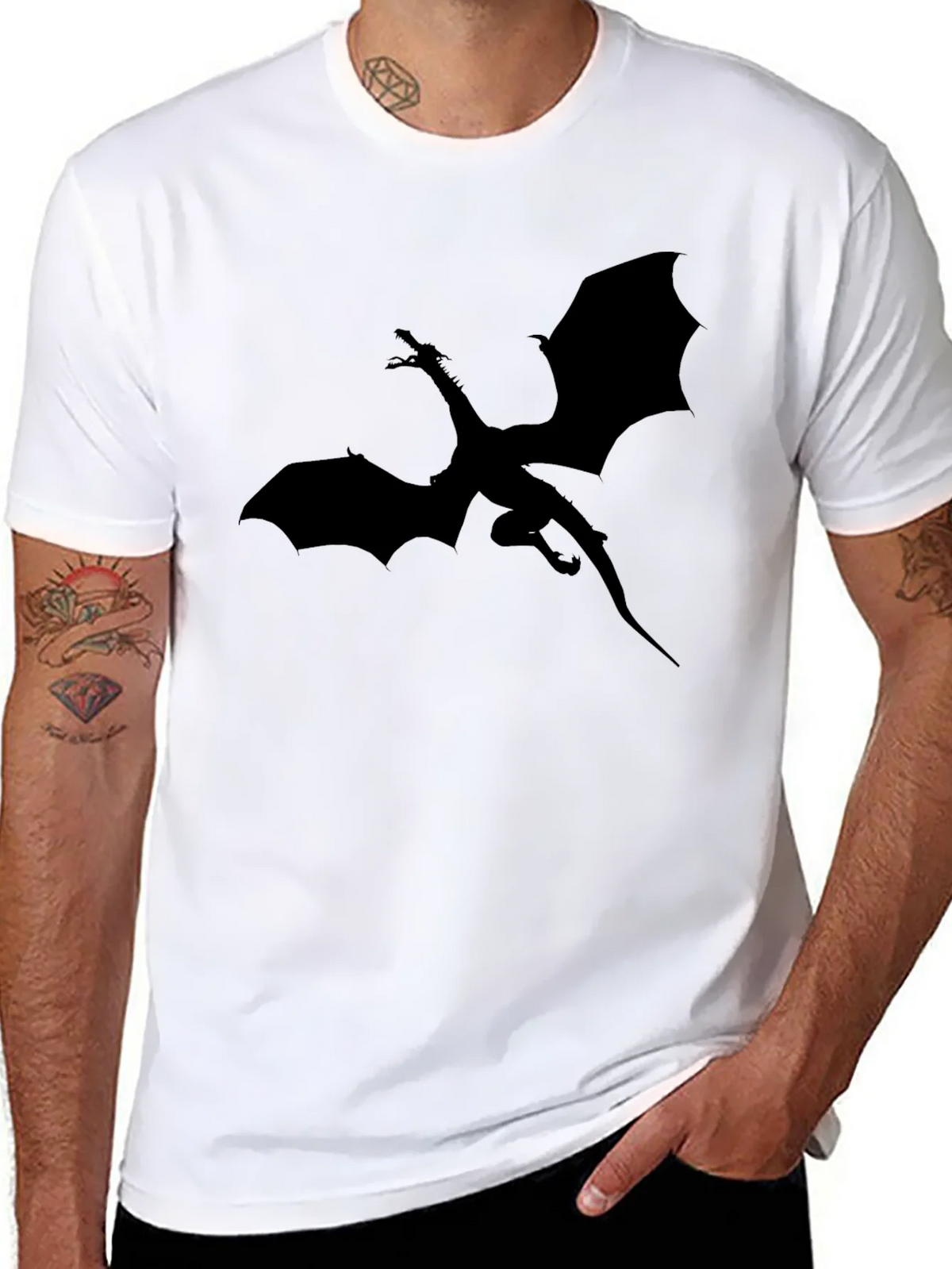 Dragon Silhouette Graphic T-Shirt - Black product image 10