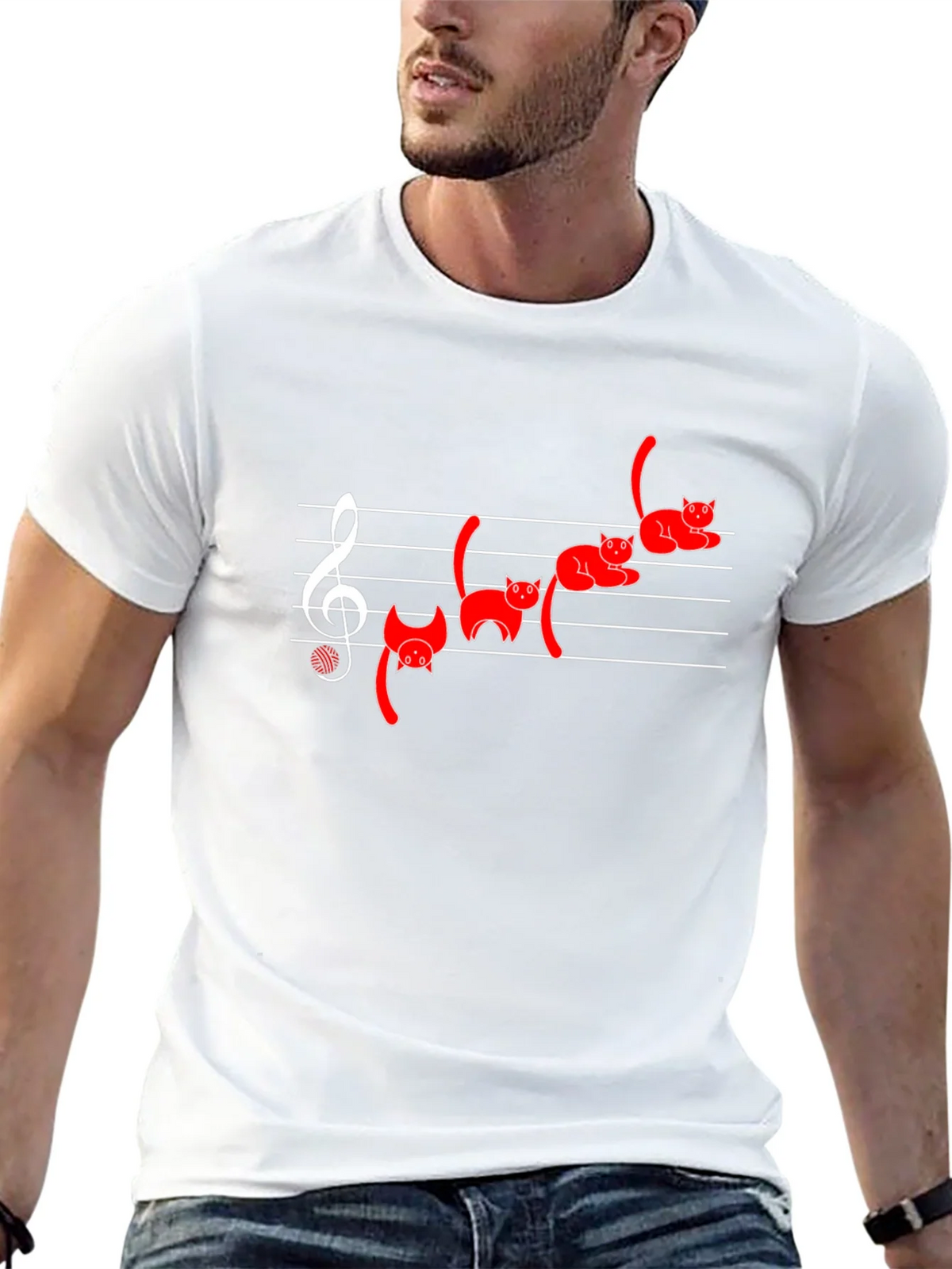 Cat Music T-Shirt - Black Cotton Blend product image 4