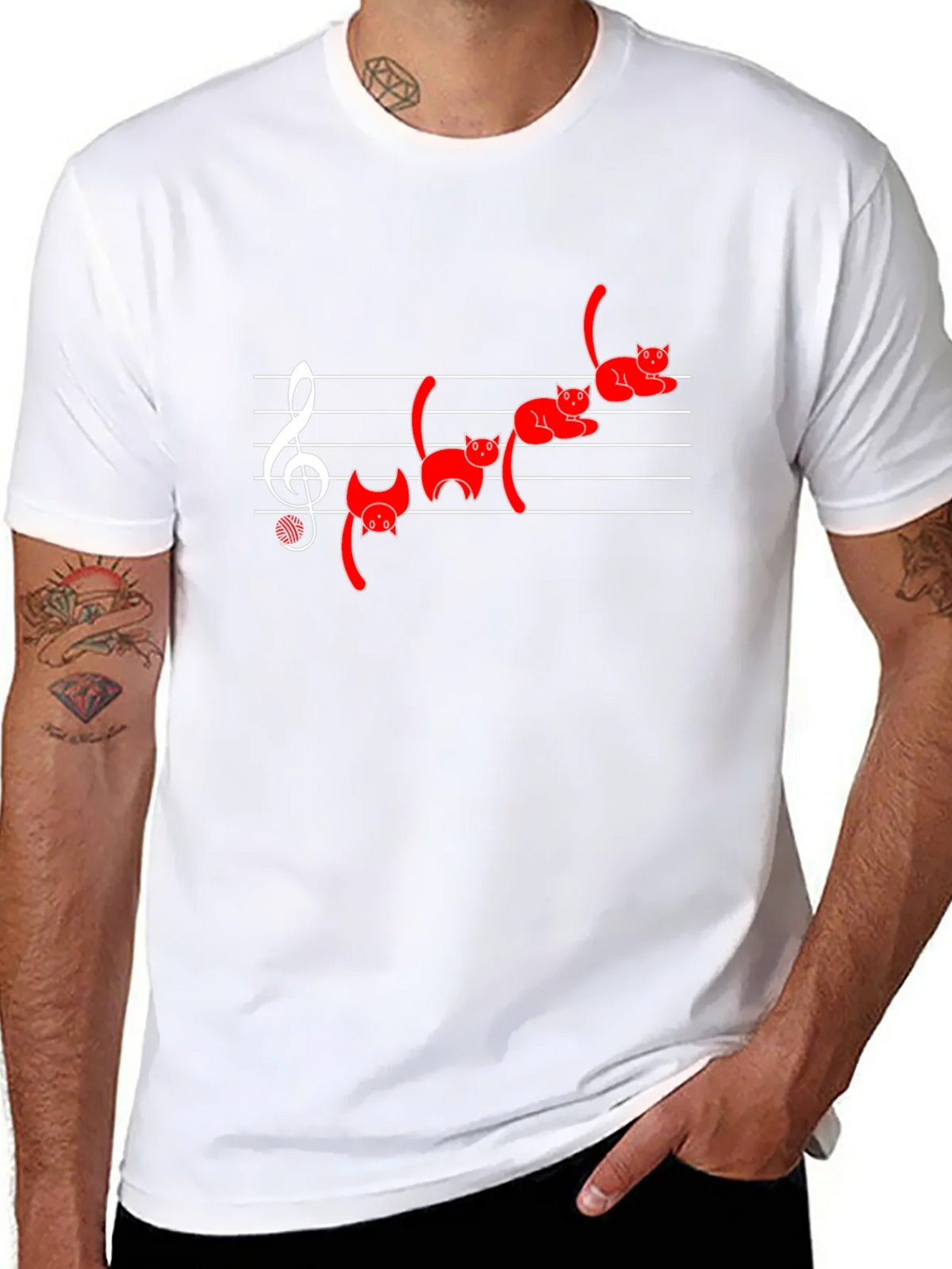 Cat Music T-Shirt - Black Cotton Blend product image 10
