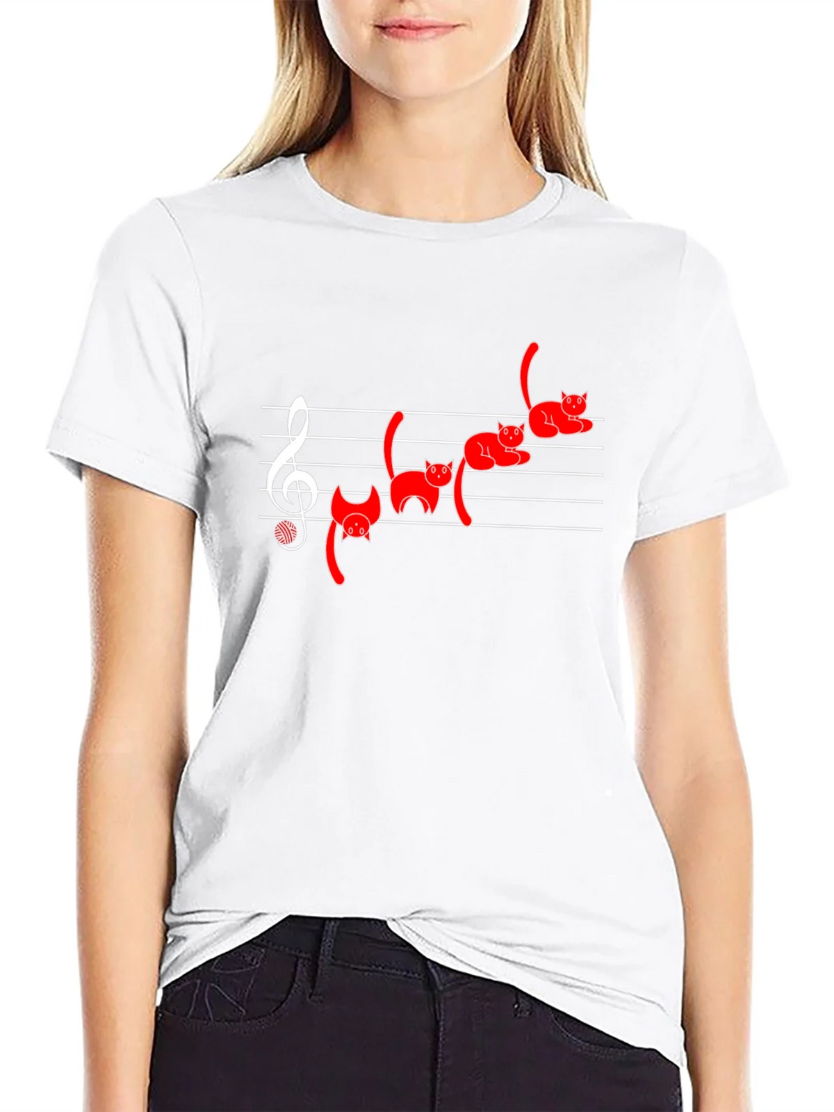 Cat Music T-Shirt - Black Cotton Blend product image 11
