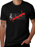 Cat Music T-Shirt - Black Cotton Blend product image 1