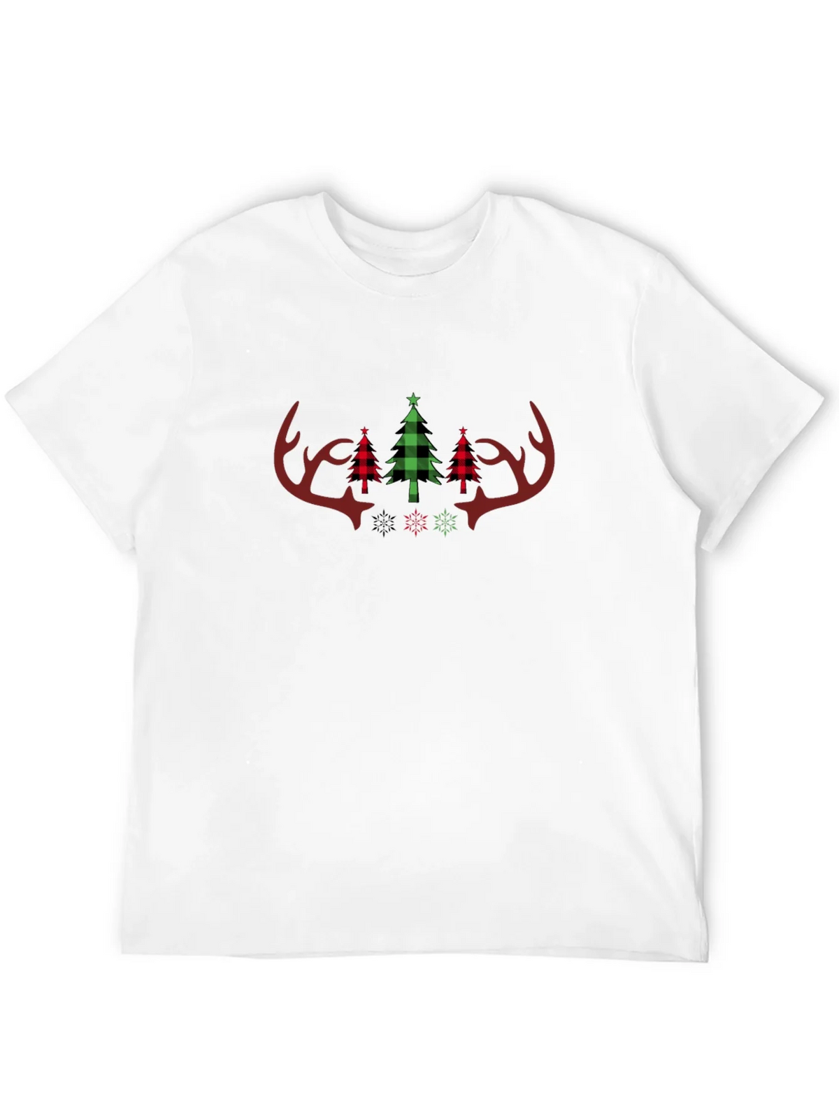 Festive Plaid Christmas Antler Tee product image 3