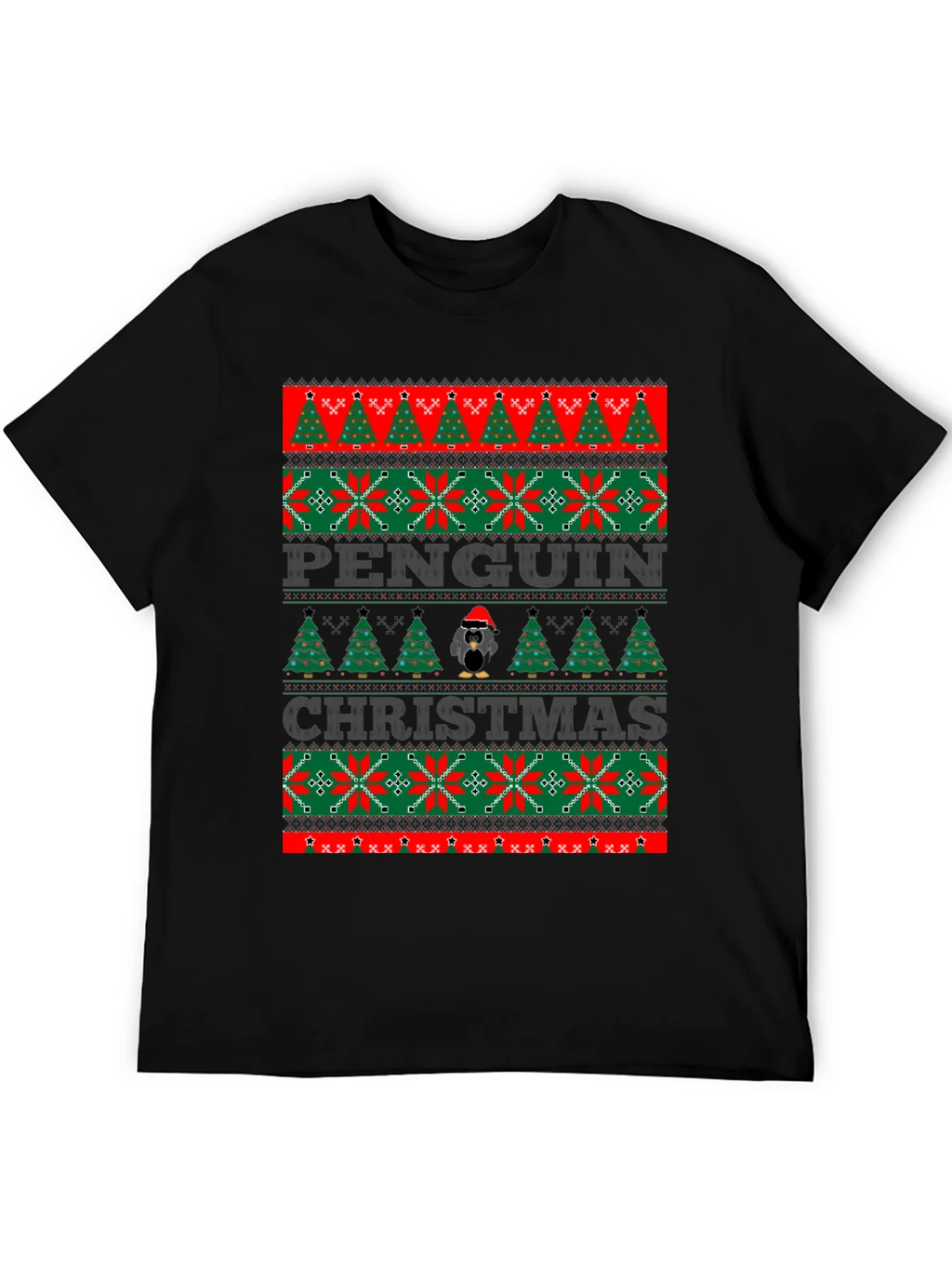 Penguin Christmas Sweater Style T-Shirt product image 5