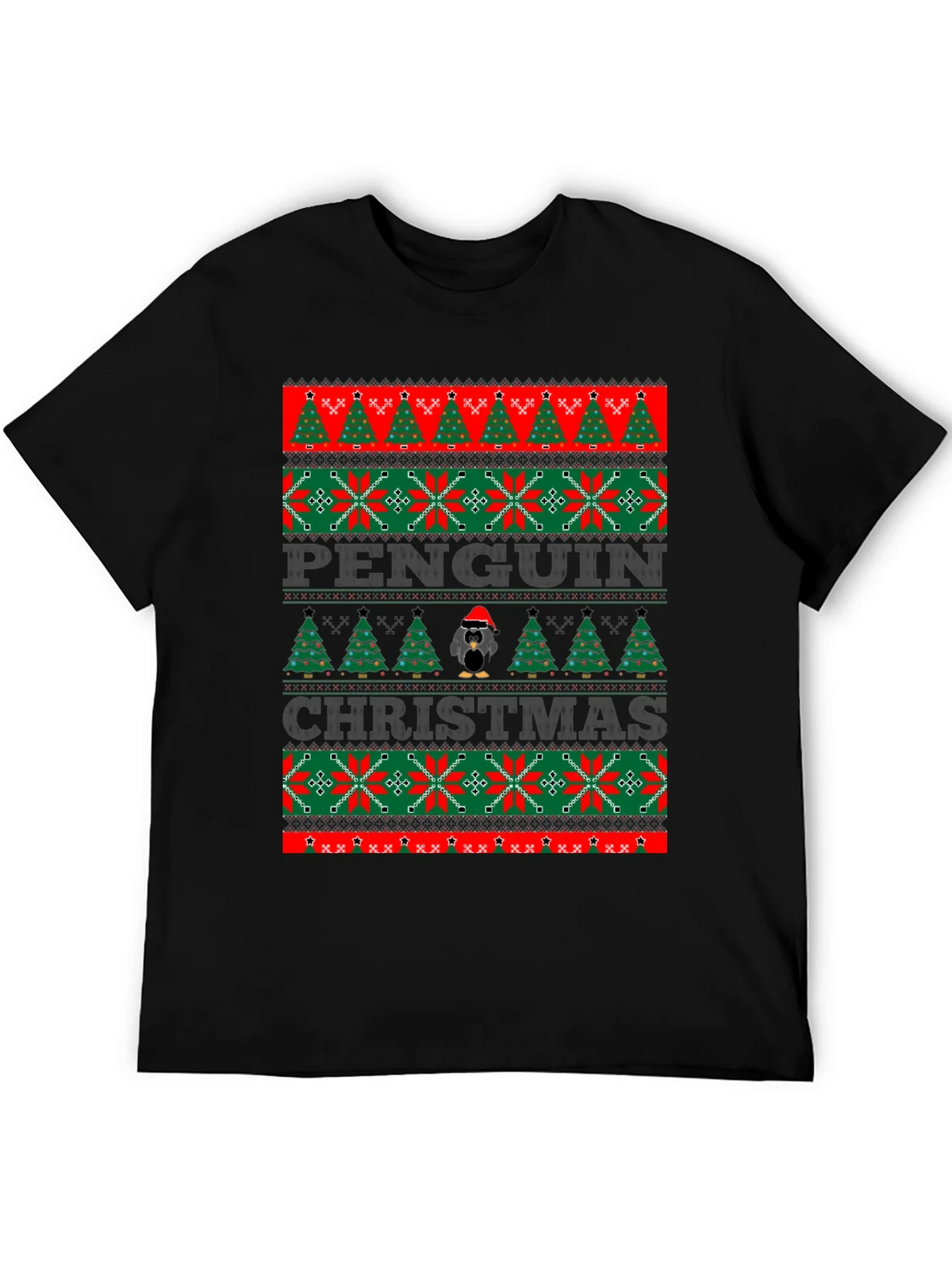 Penguin Christmas Sweater Style T-Shirt product image 5