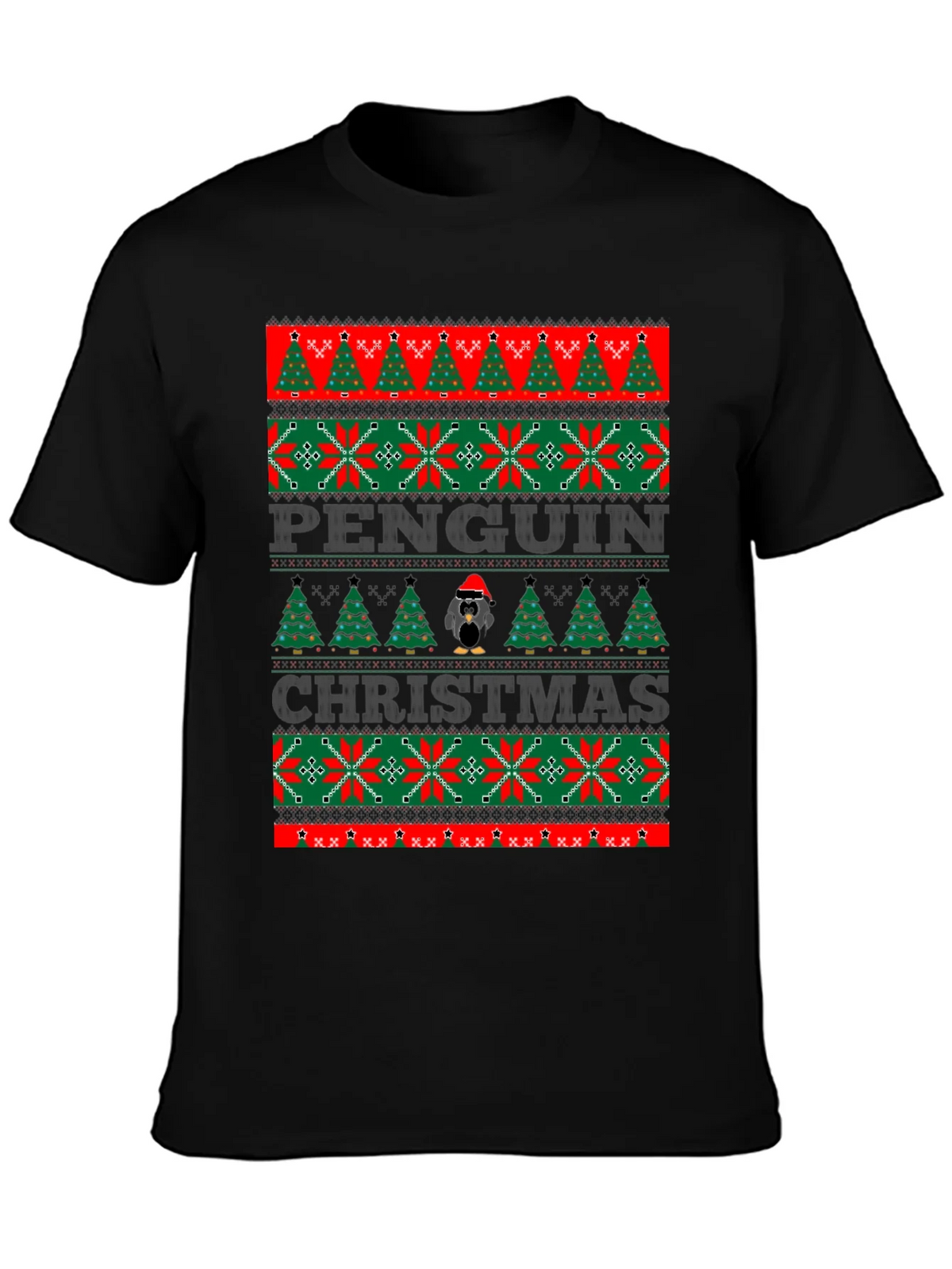 Penguin Christmas Sweater Style T-Shirt product image 3