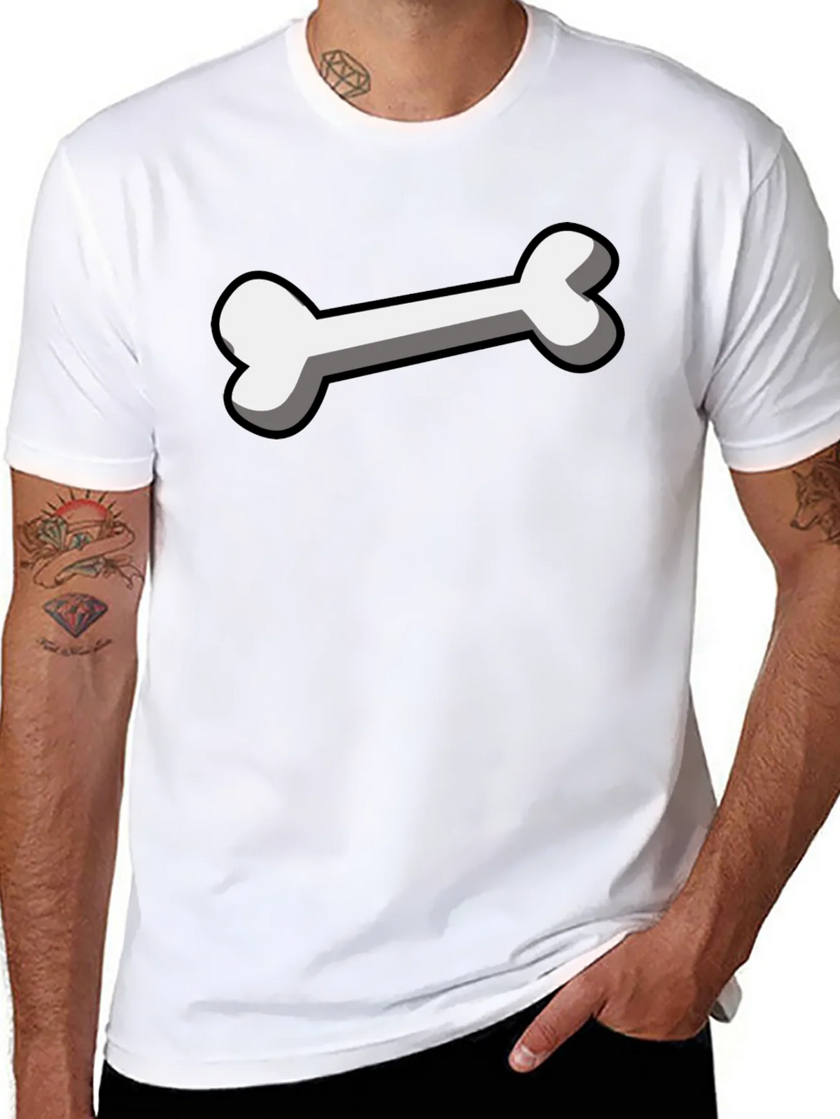 Bone Graphic Black T-Shirt - Funny Cartoon product image 10