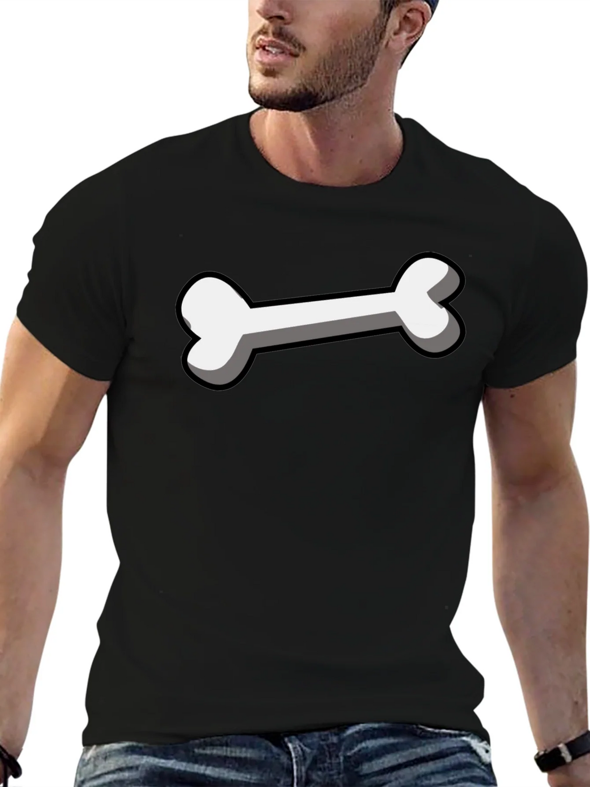 Bone Graphic Black T-Shirt - Funny Cartoon product image 9
