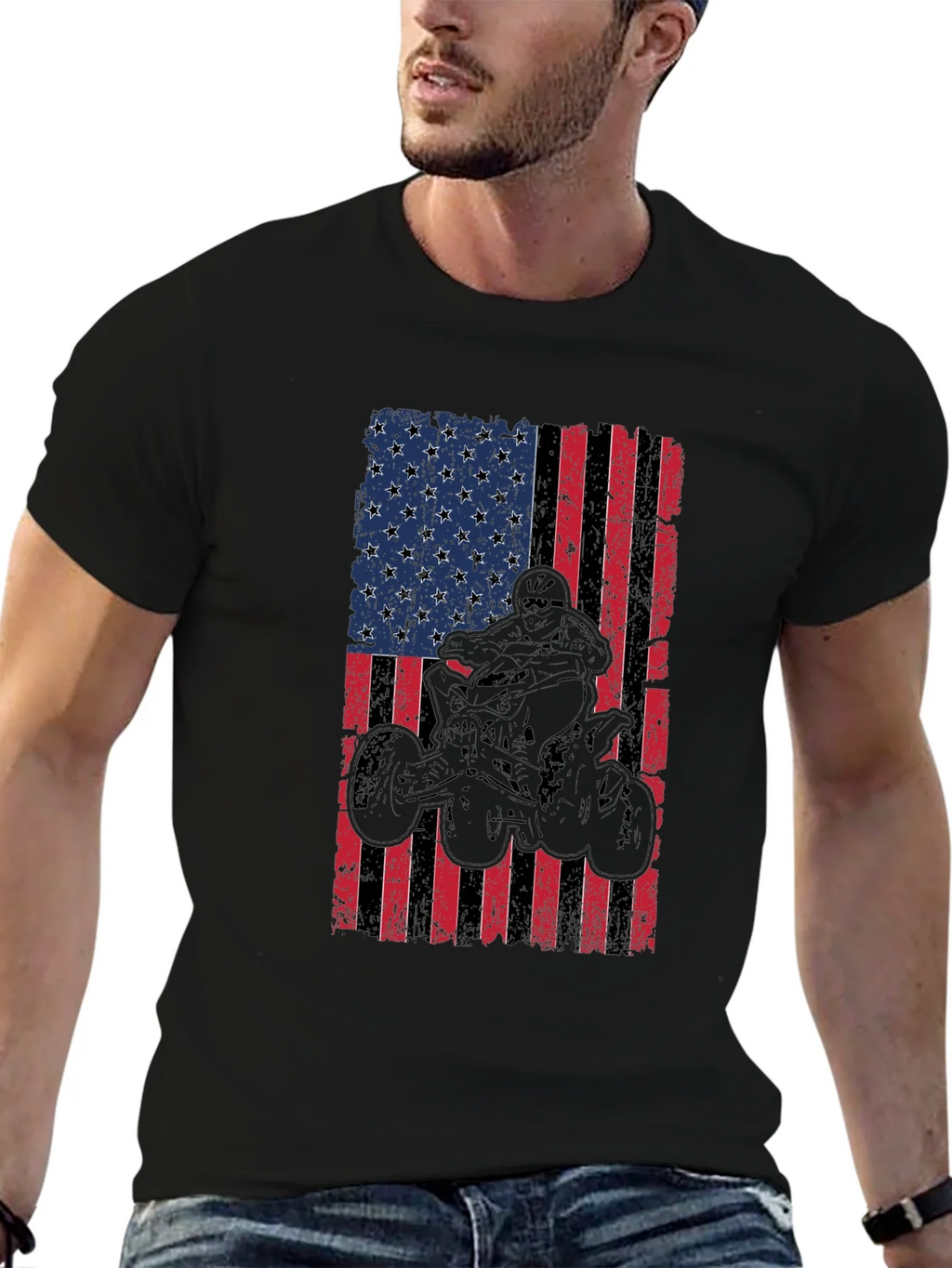 American Flag ATV Rider Graphic Tee product image 9