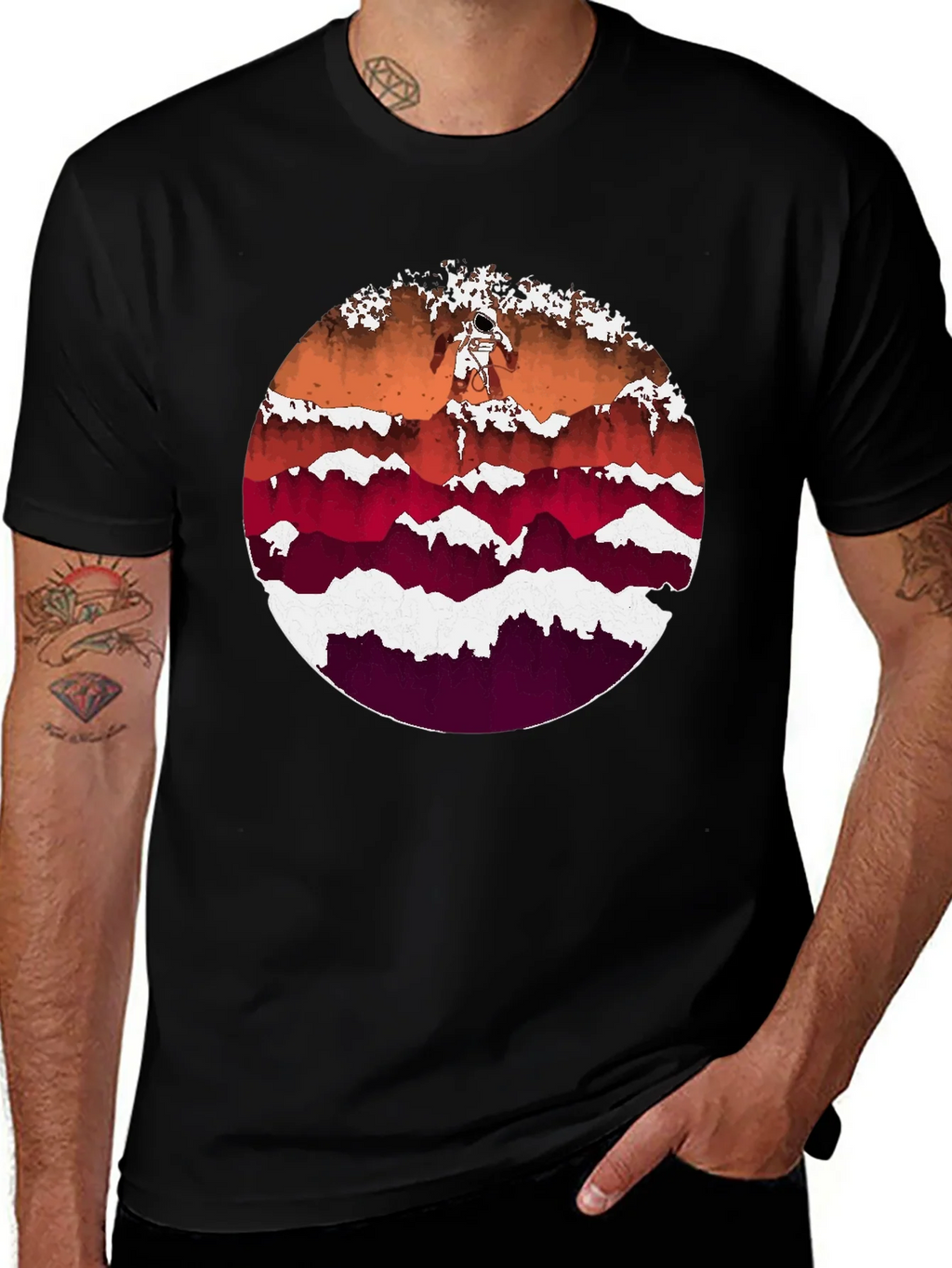 Astronaut Mountainscape Graphic Tee - Black product image 1