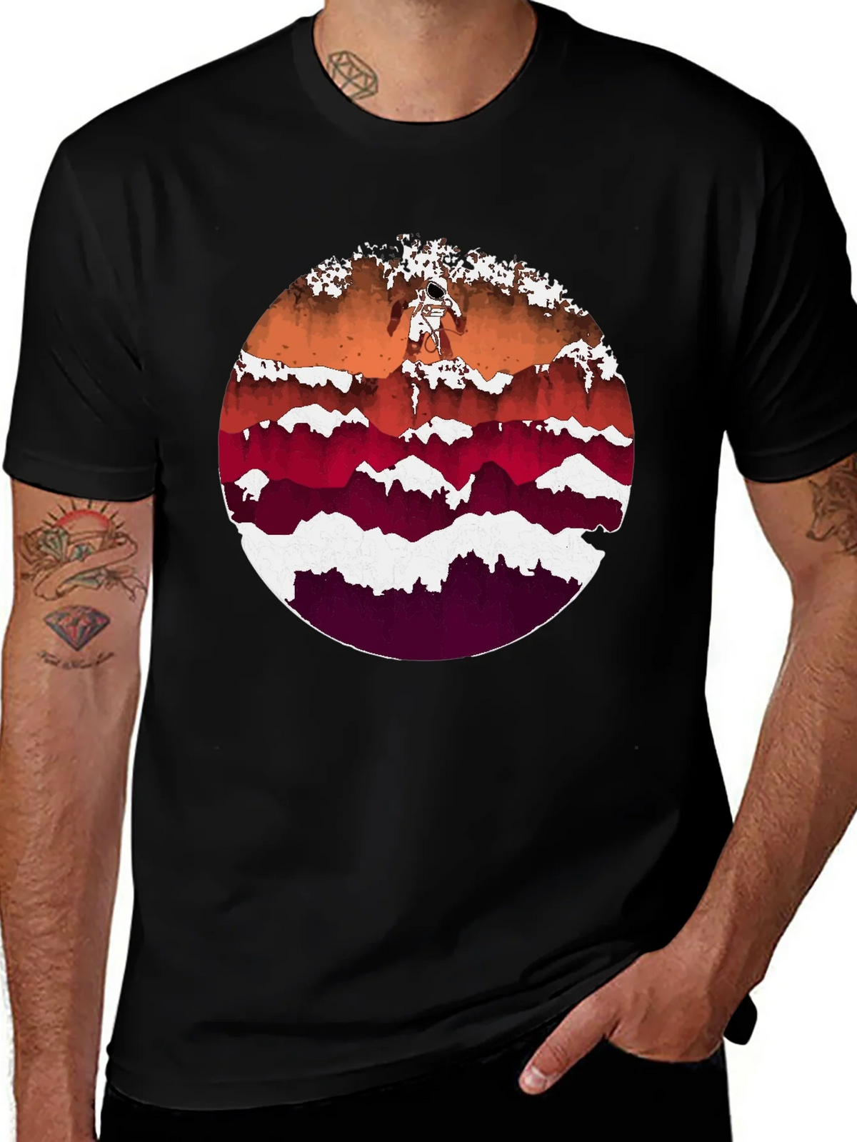 Astronaut Mountainscape Graphic Tee - Black product image 1