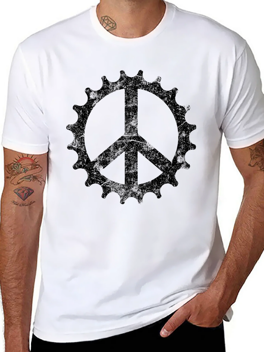 Peace Sign Bicycle Sprocket Graphic Tee product image 10
