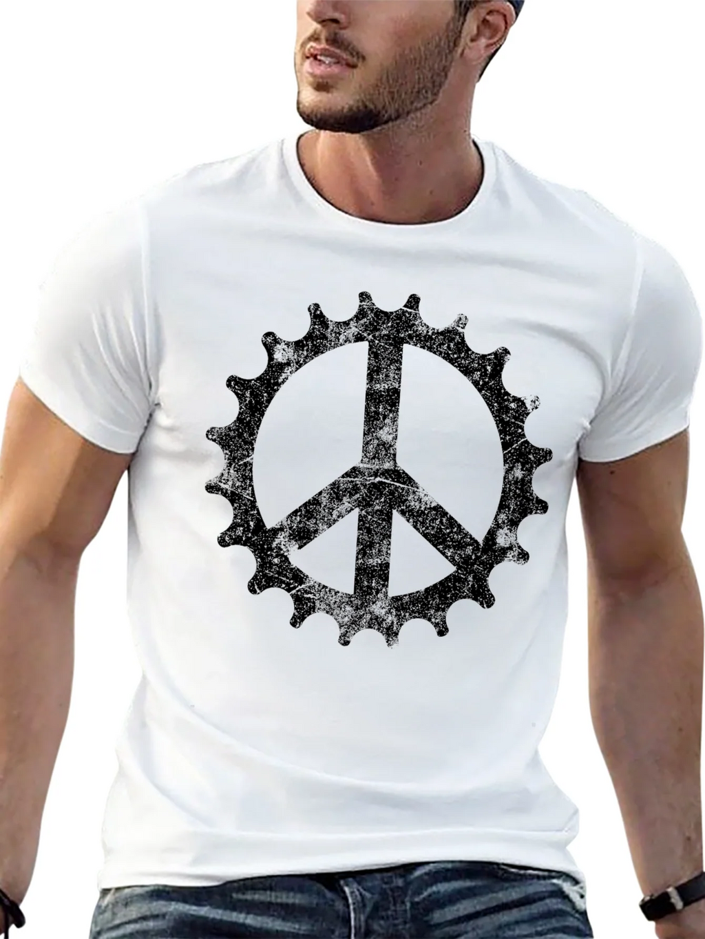 Peace Sign Bicycle Sprocket Graphic Tee product image 4