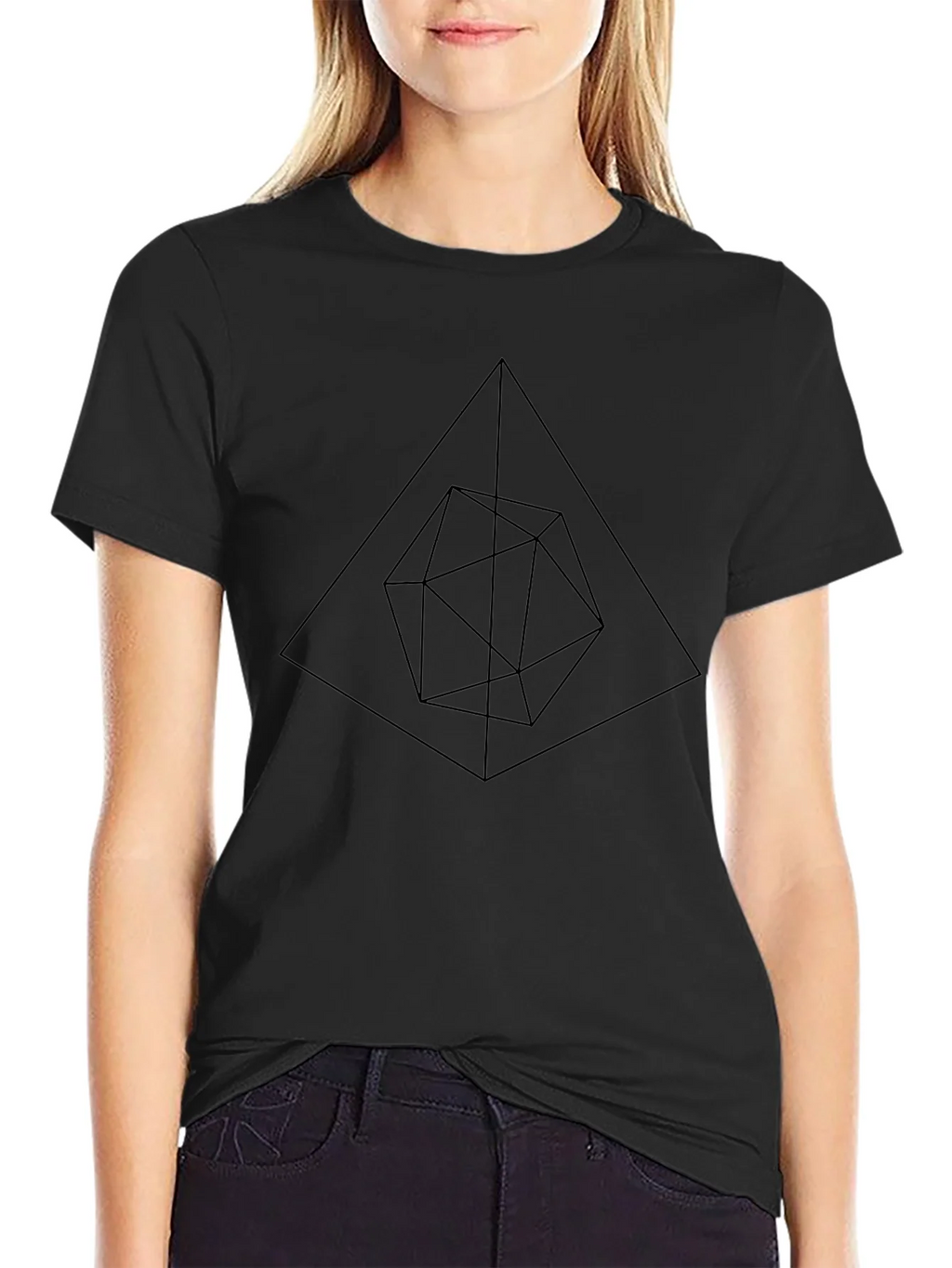 Geometric Black T-Shirt - Modern Minimalist Design product image 5