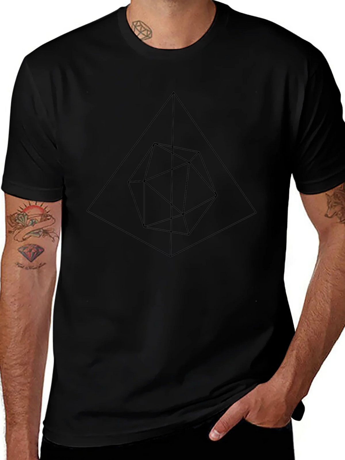 Geometric Black T-Shirt - Modern Minimalist Design product image 1