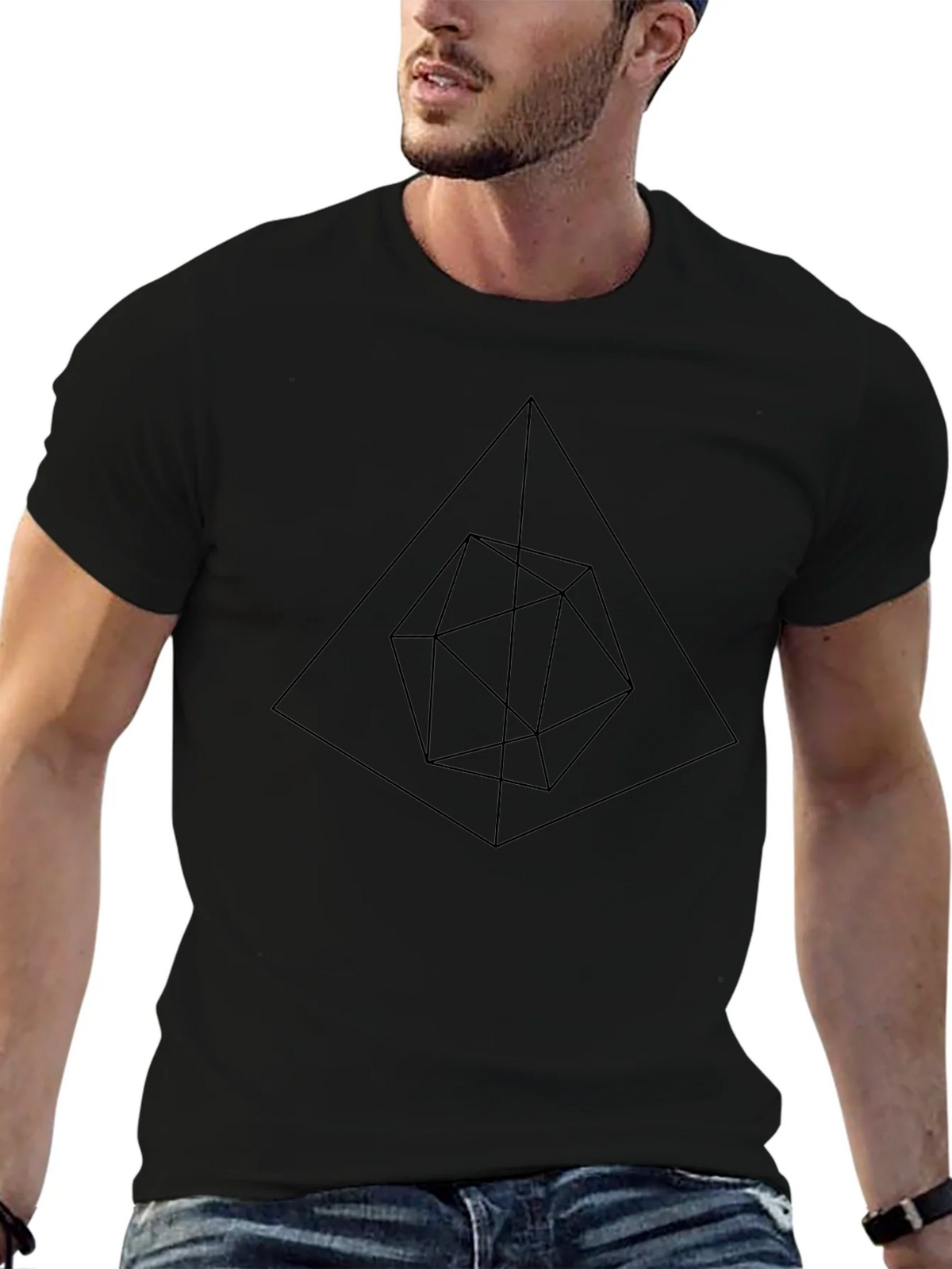 Geometric Black T-Shirt - Modern Minimalist Design product image 9