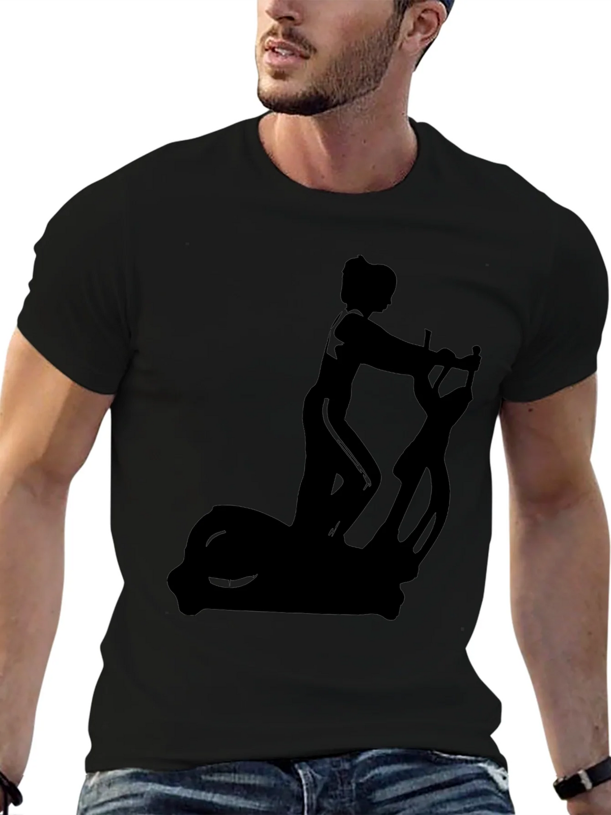 Black T-Shirt with Elliptical Trainer Graphic product image 9