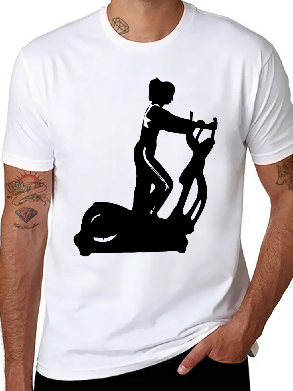 Black T-Shirt with Elliptical Trainer Graphic product image 10
