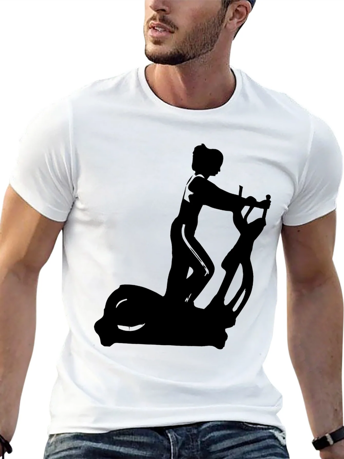 Black T-Shirt with Elliptical Trainer Graphic product image 4