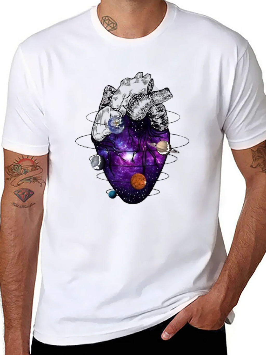 Anatomical Heart Planets Universe Mens T-Shirt product image 9