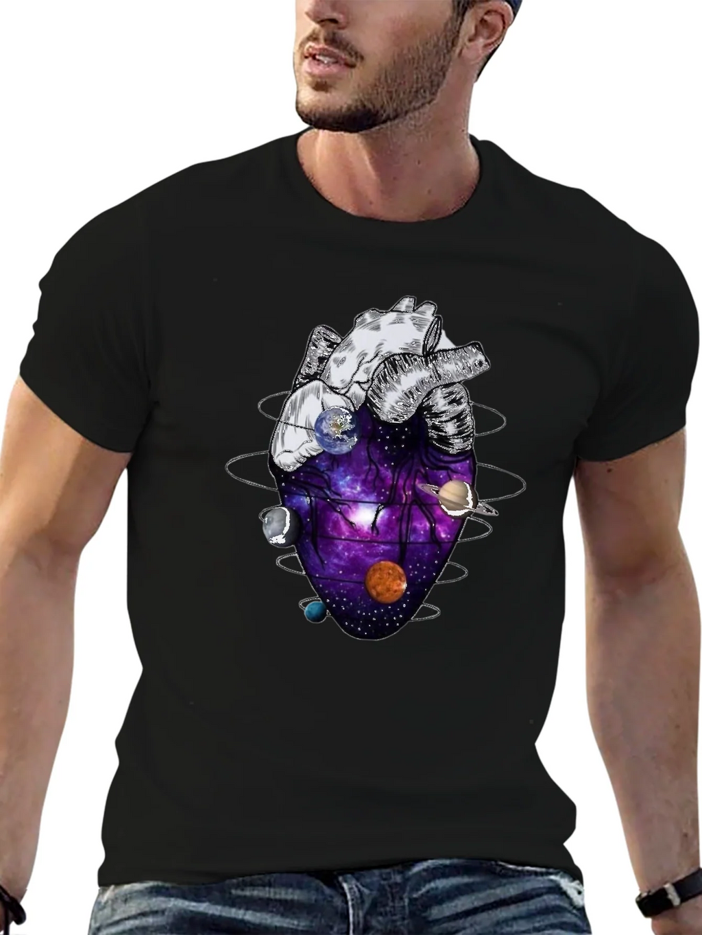 Anatomical Heart Planets Universe Mens T-Shirt product image 8