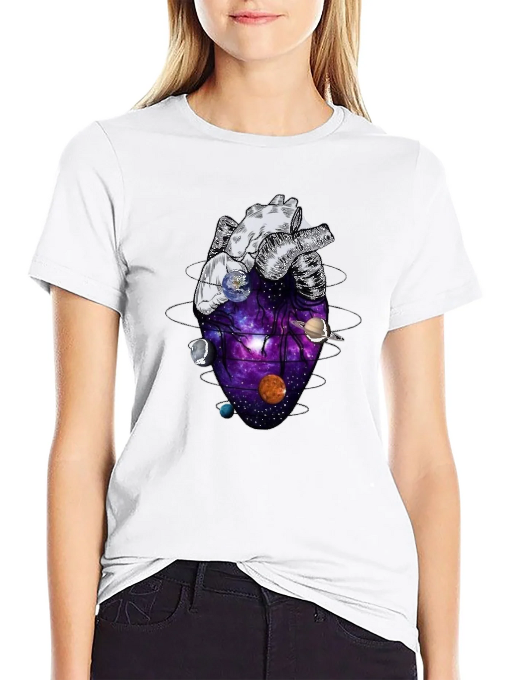 Anatomical Heart Planets Universe Mens T-Shirt product image 10