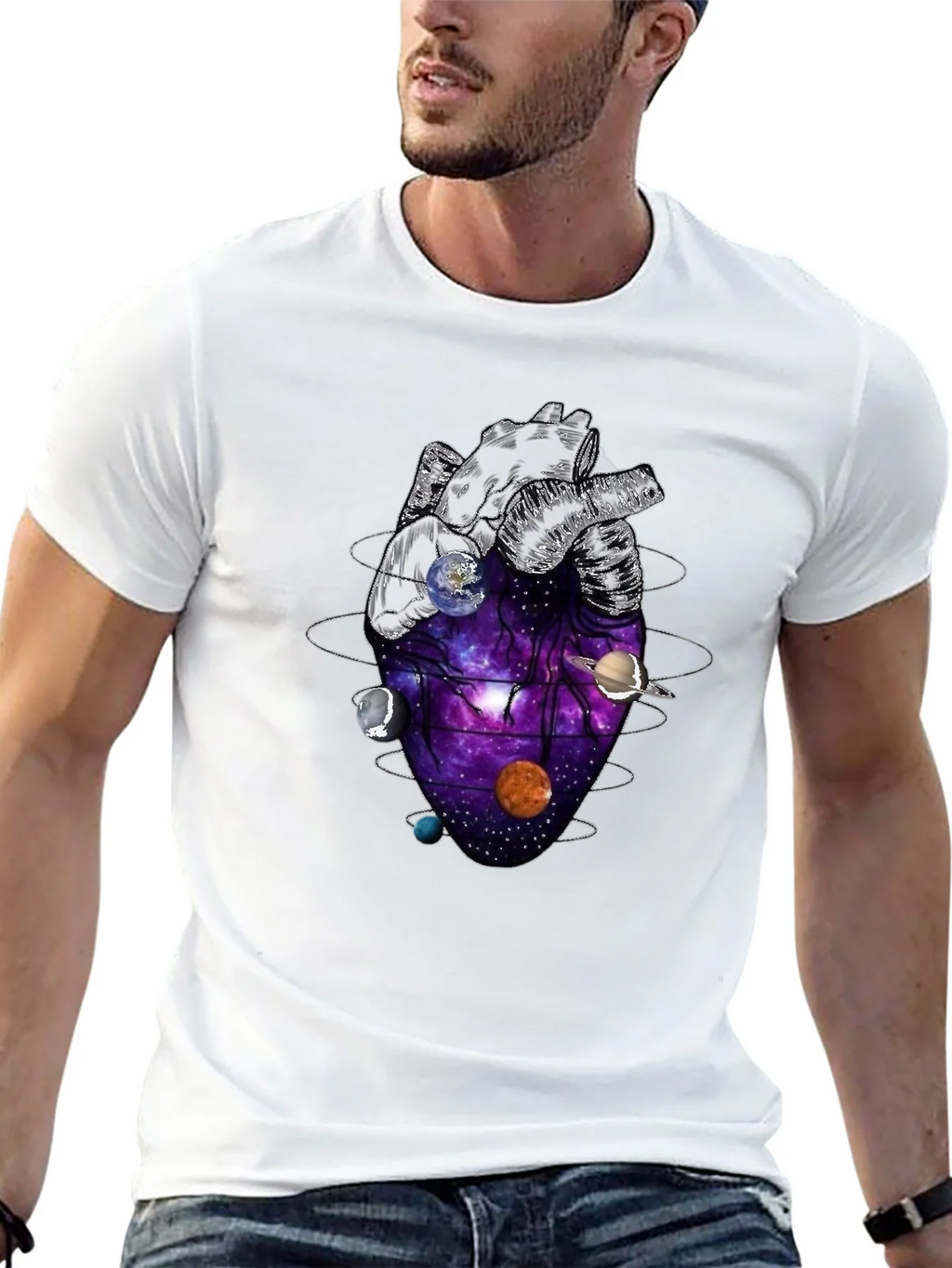 Anatomical Heart Planets Universe Mens T-Shirt product image 4