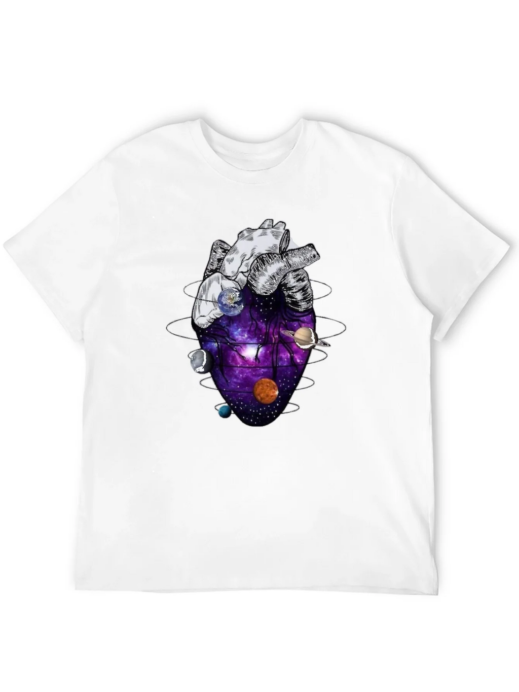 Anatomical Heart Planets Universe Mens T-Shirt product image 3