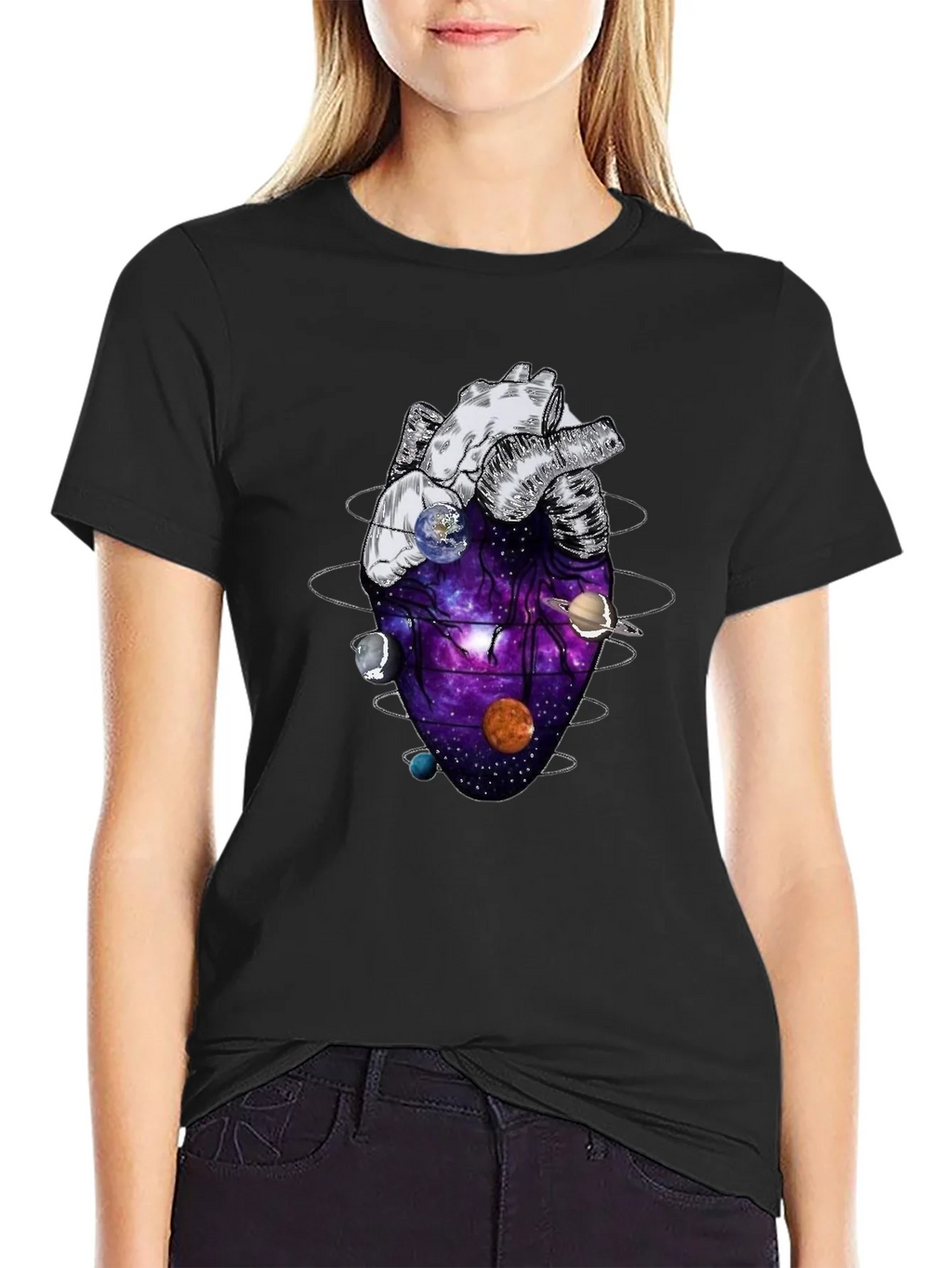Anatomical Heart Planets Universe Mens T-Shirt product image 5
