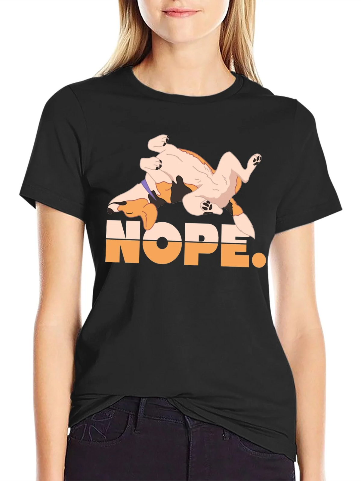 Nope. Dog Graphic Black T-Shirt product image 5