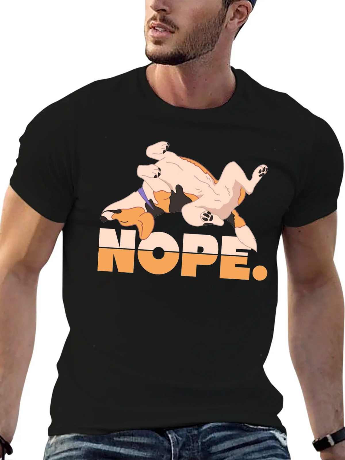 Nope. Dog Graphic Black T-Shirt product image 9