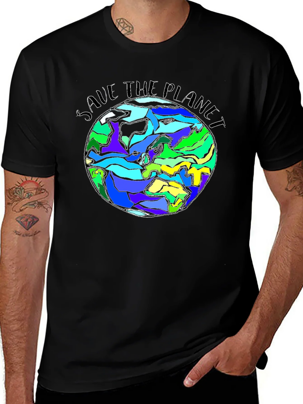 Save The Planet Earth Graphic Black T-Shirt product image 1