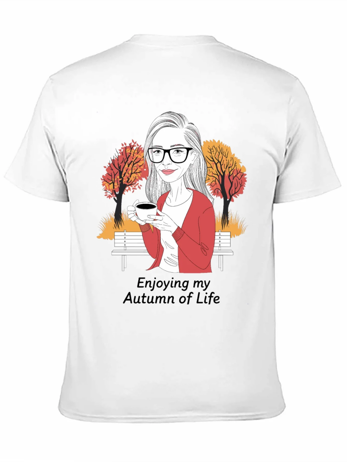 Autumn Life T-Shirt: Woman with Coffee Design product image 2