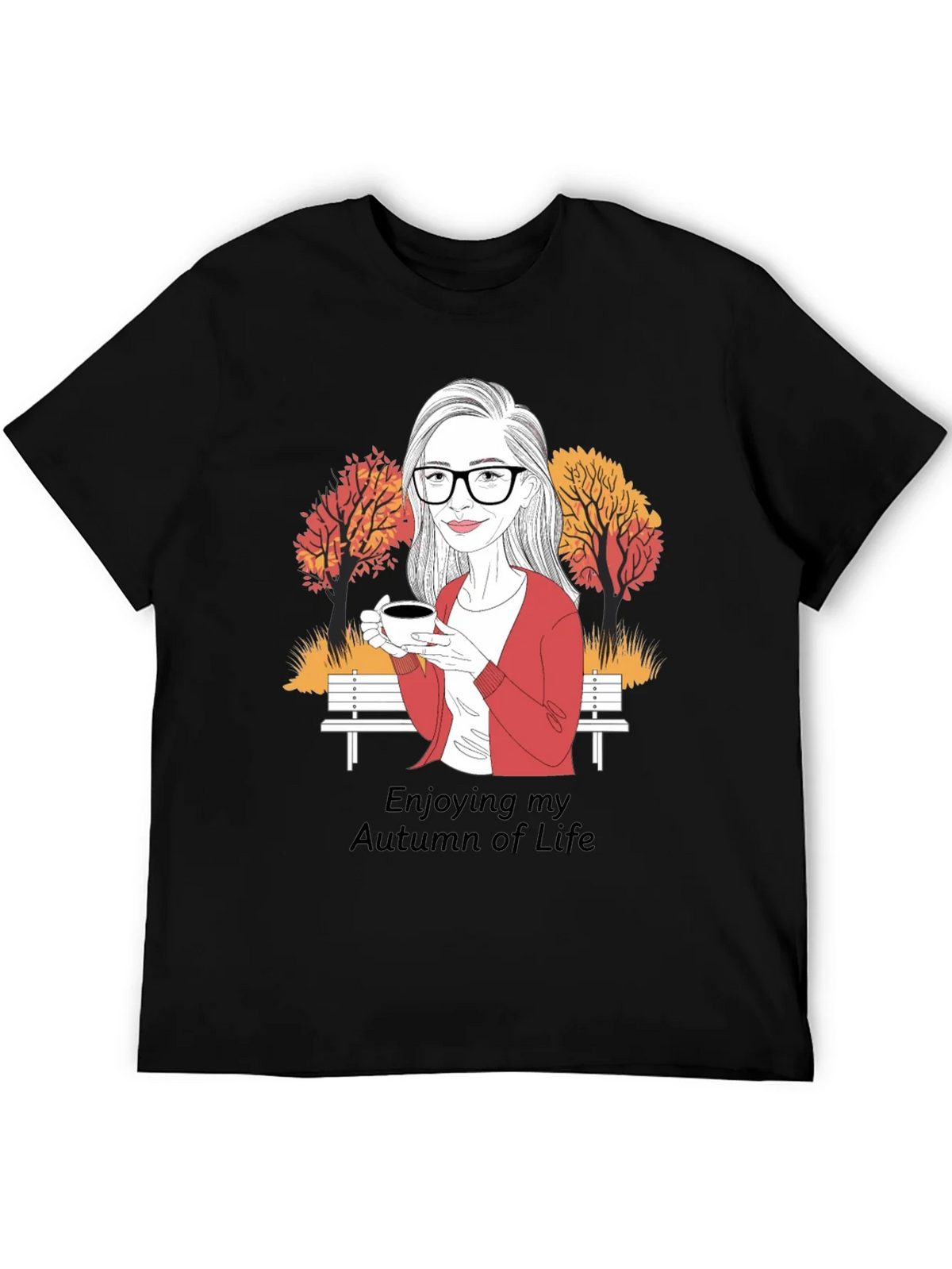 Autumn Life T-Shirt: Woman with Coffee Design product image 8