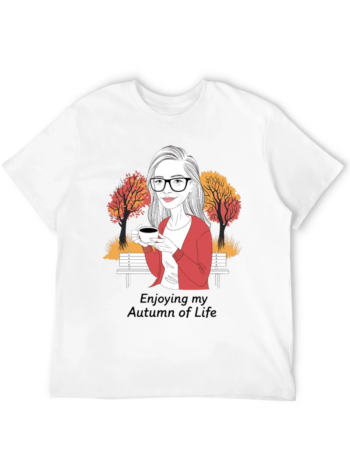 Autumn Life T-Shirt: Woman with Coffee Design product image 3