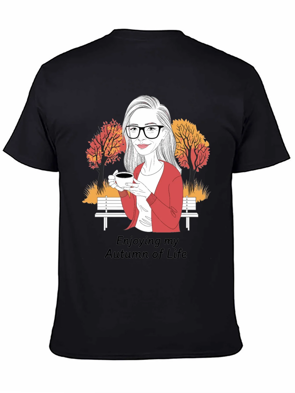 Autumn Life T-Shirt: Woman with Coffee Design product image 7