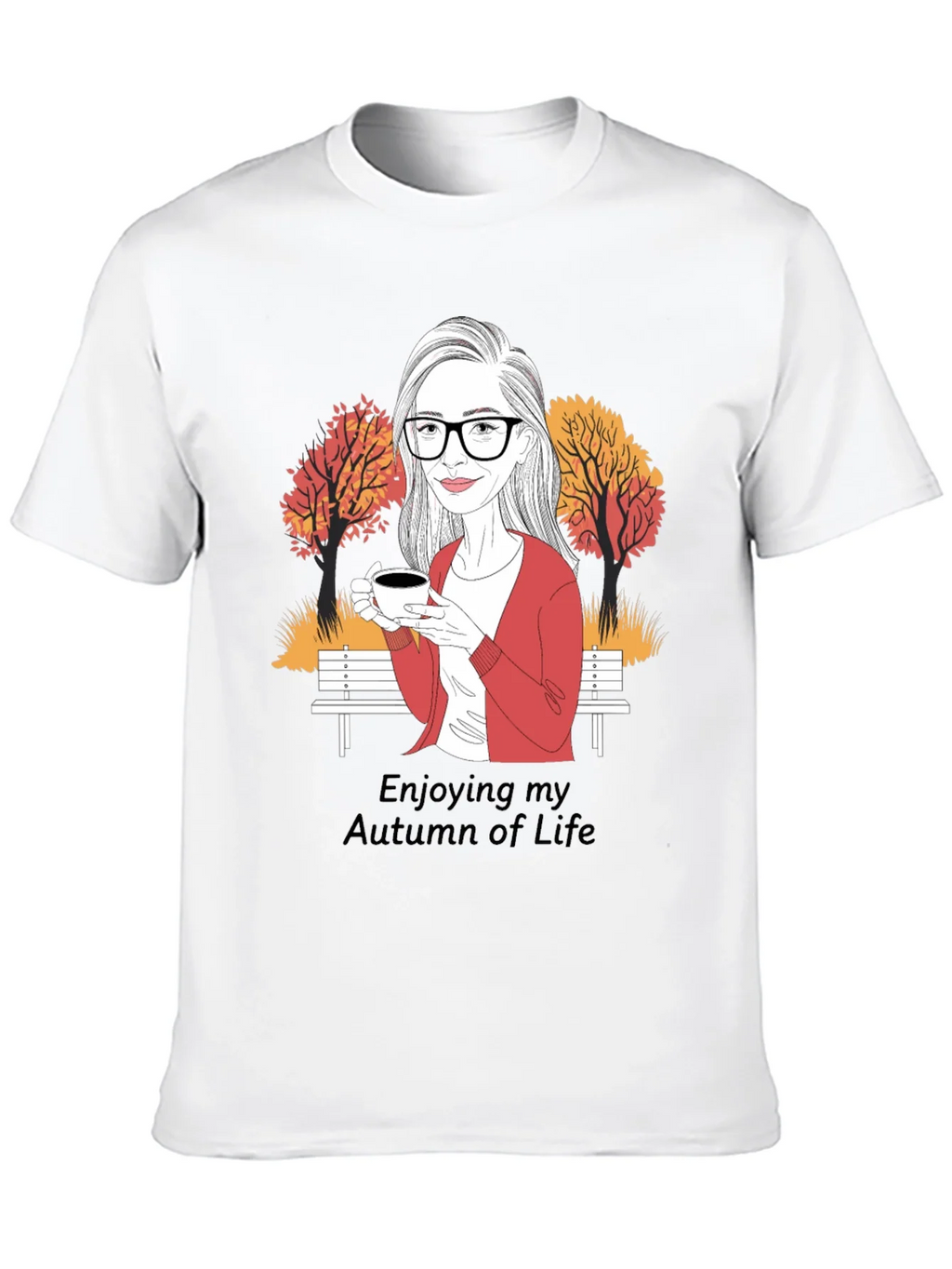 Autumn Life T-Shirt: Woman with Coffee Design product image 12