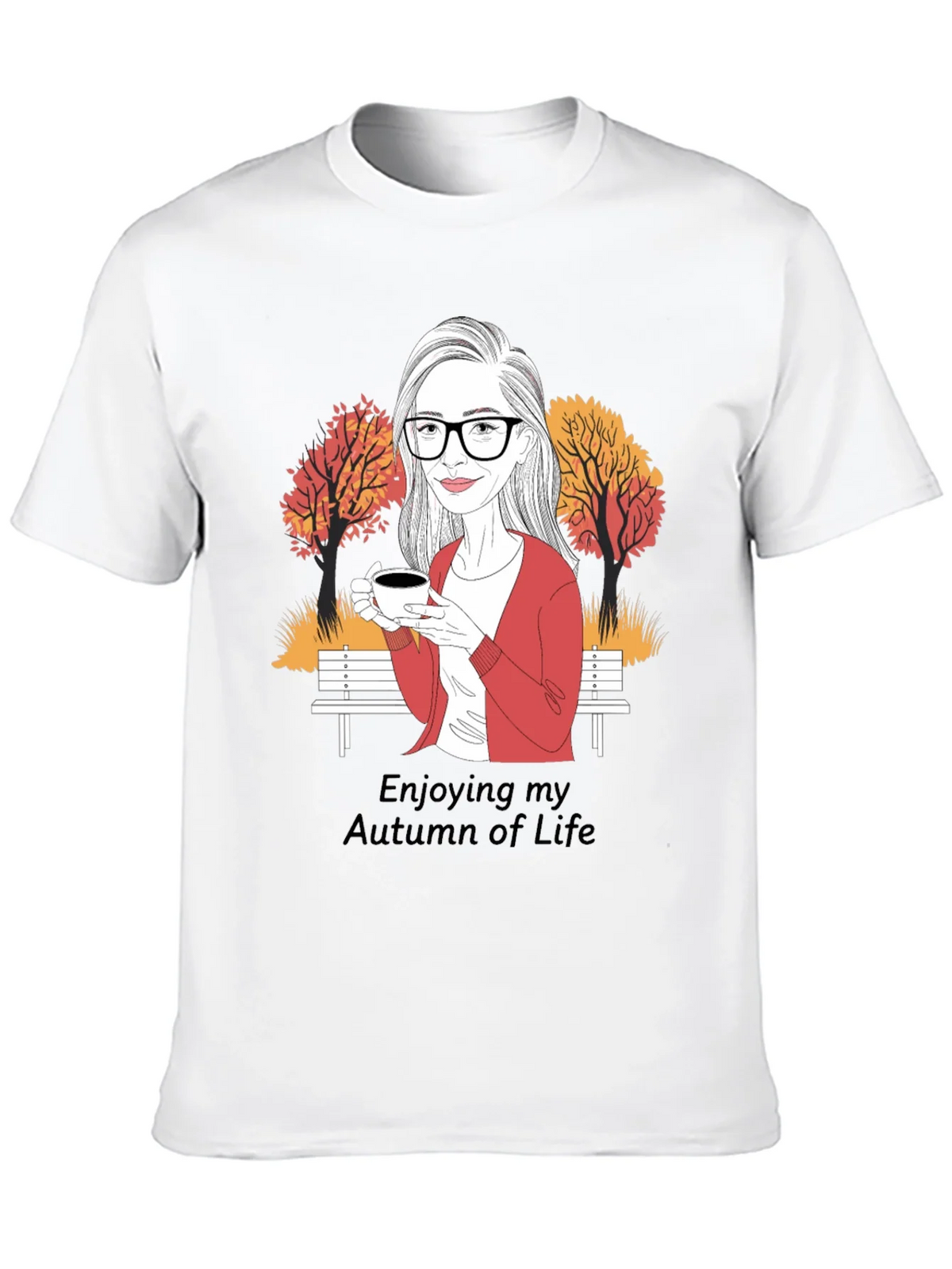 Autumn Life T-Shirt: Woman with Coffee Design product image 12
