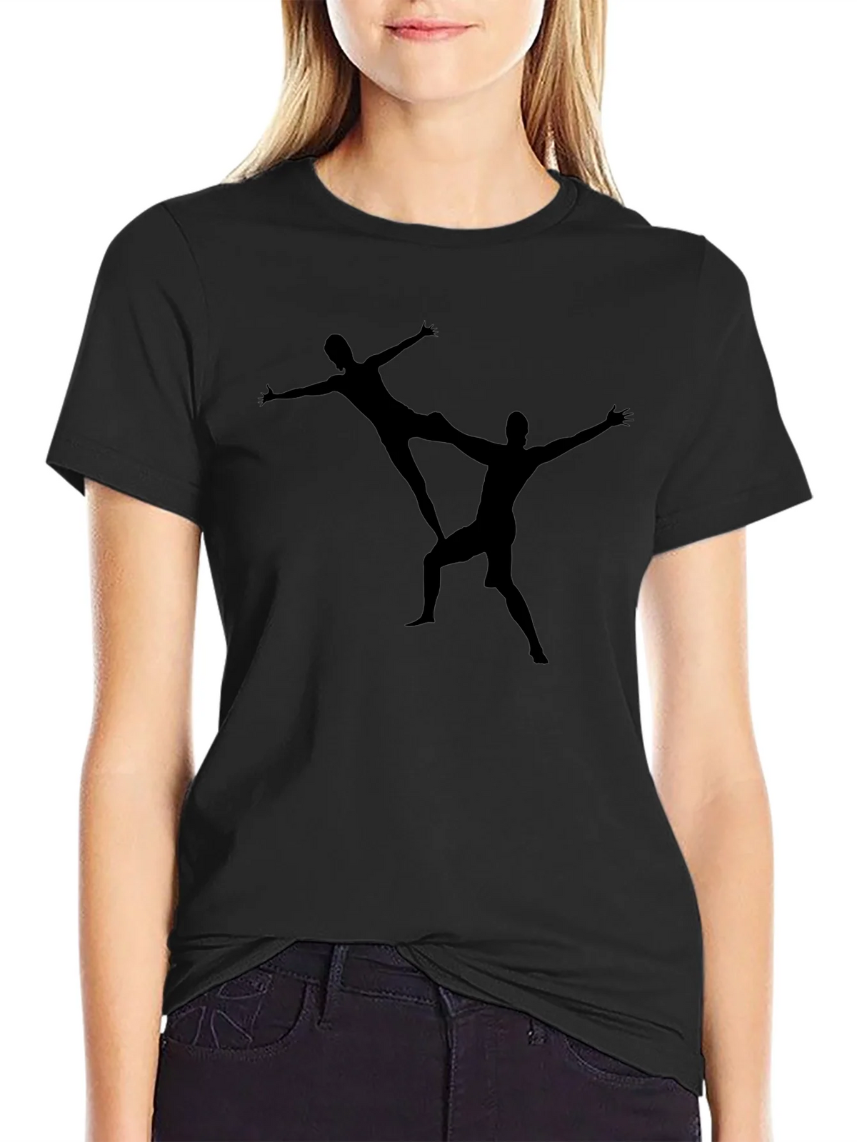 Acrobatic Duo Graphic Print Black T-Shirt product image 2