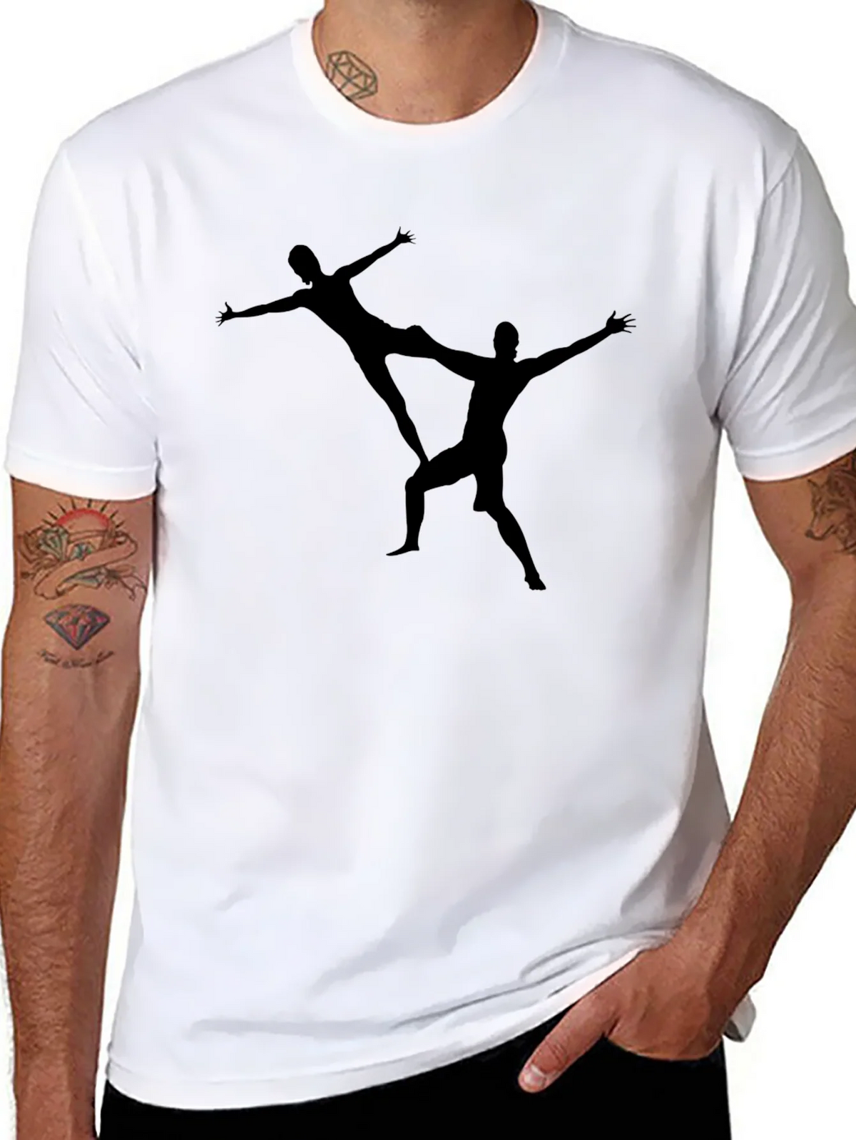 Acrobatic Duo Graphic Print Black T-Shirt product image 6