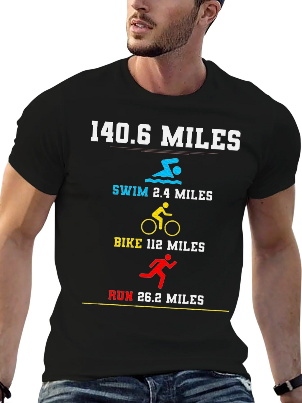 140.6 Miles Triathlon T-Shirt - Swim Bike Run product image 9