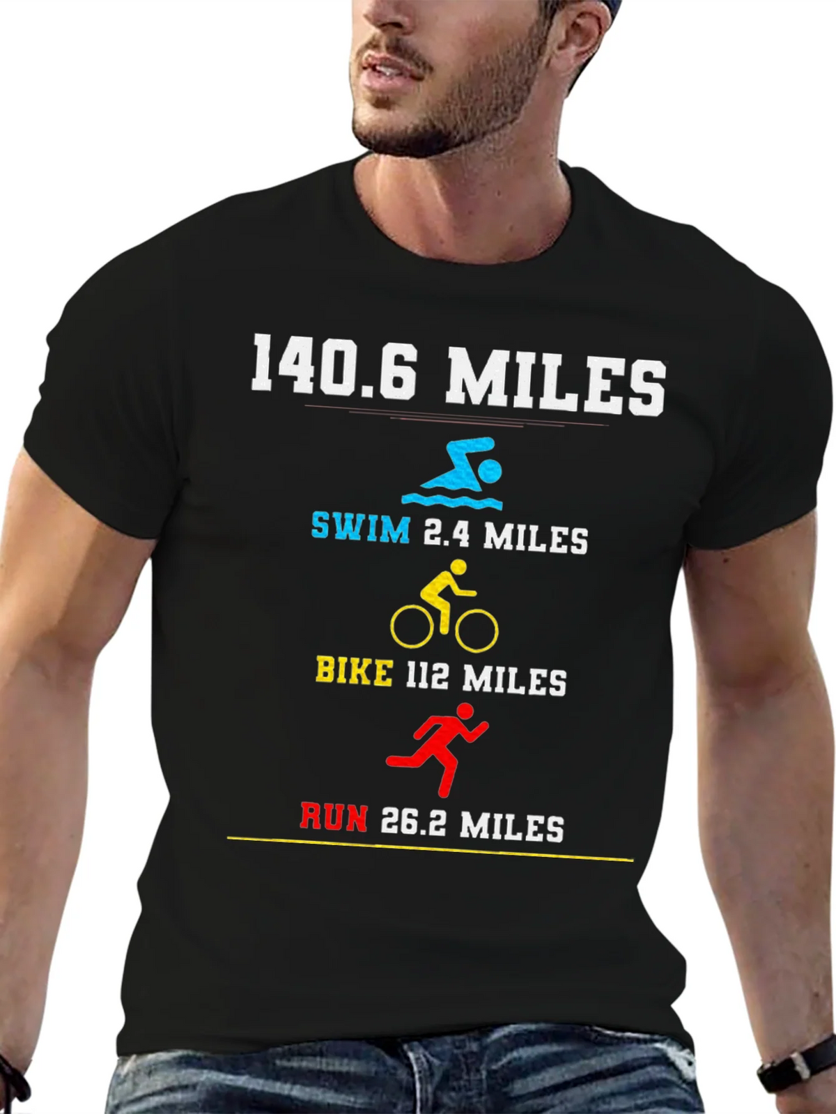 140.6 Miles Triathlon T-Shirt - Swim Bike Run product image 9