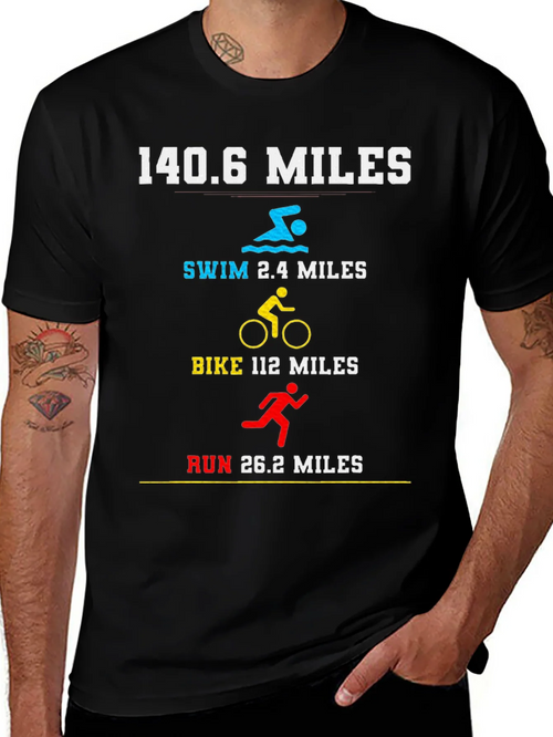 140.6 Miles Triathlon T-Shirt - Swim Bike Run product image 1