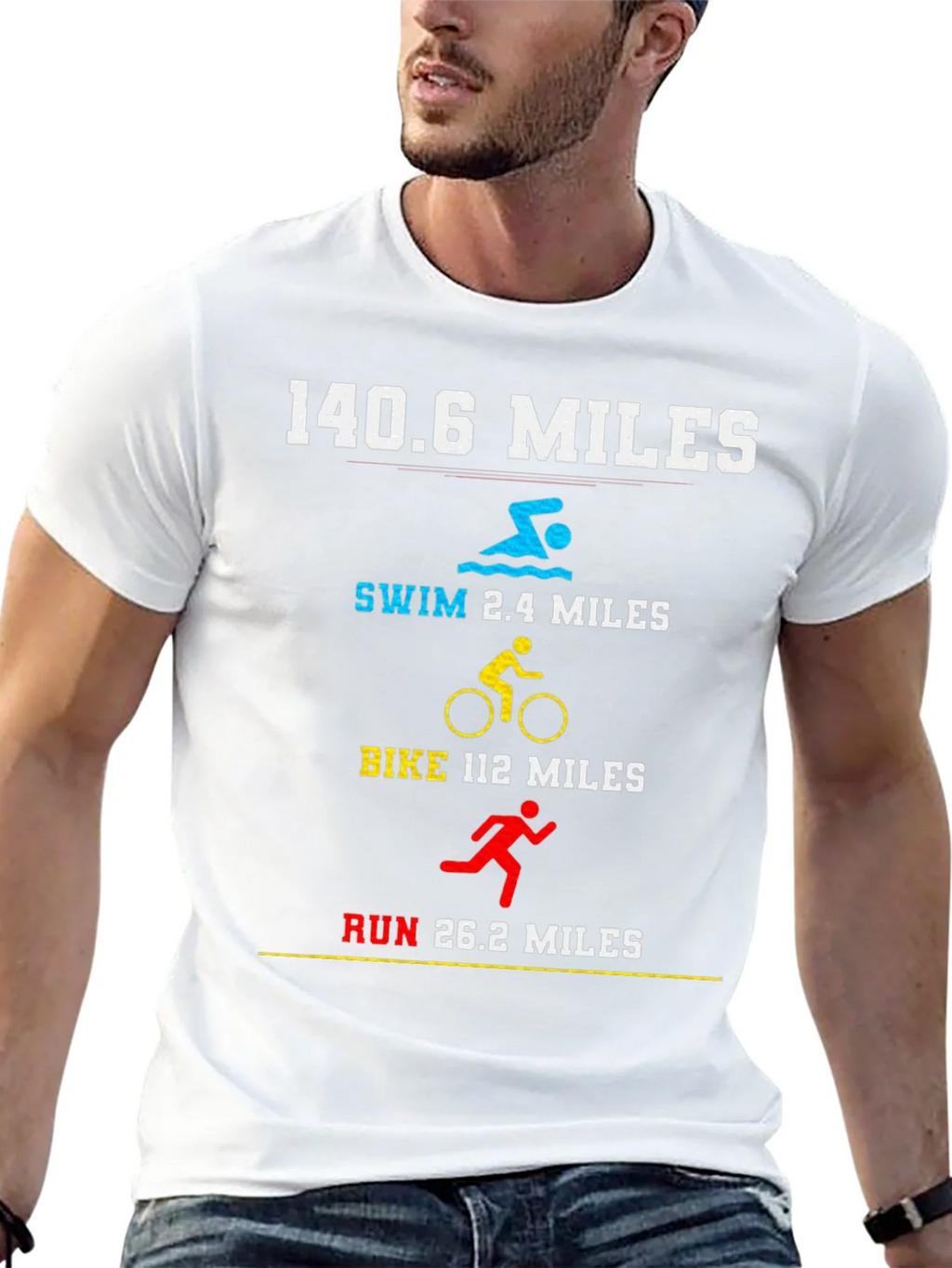 140.6 Miles Triathlon T-Shirt - Swim Bike Run product image 4