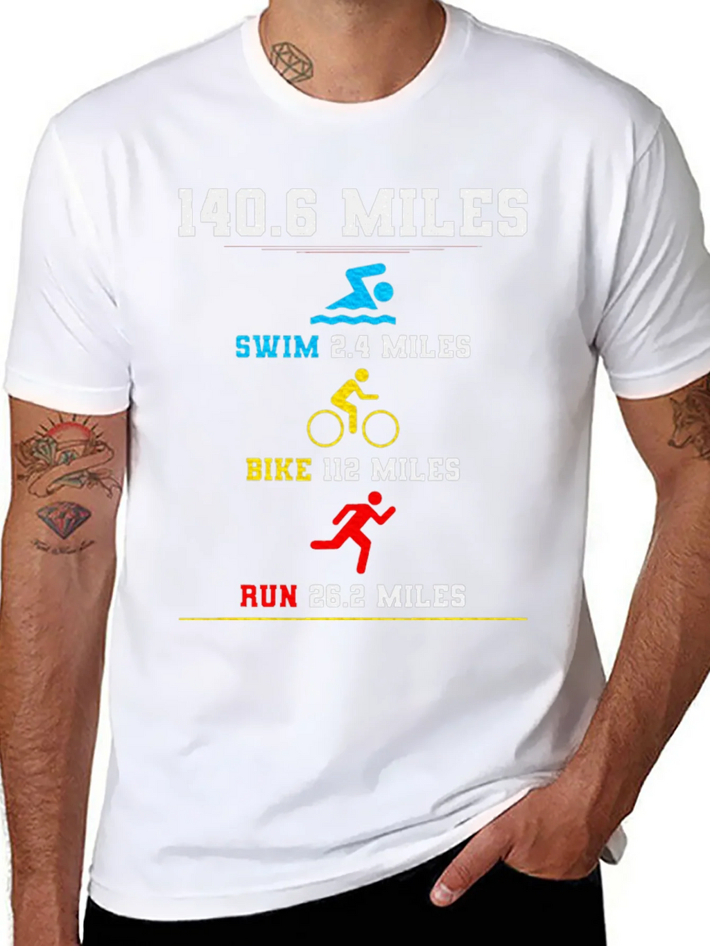 140.6 Miles Triathlon T-Shirt - Swim Bike Run product image 10