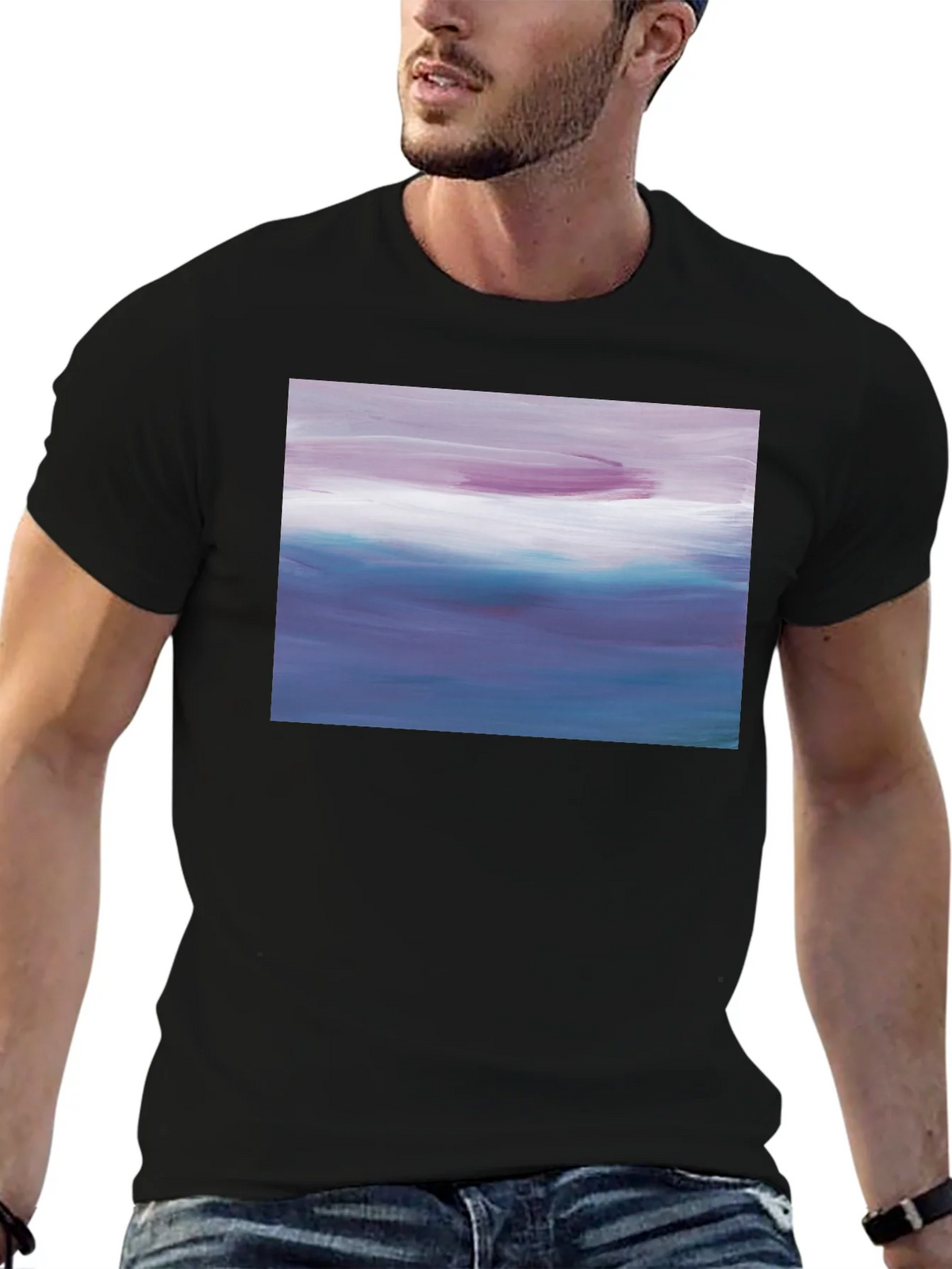 Abstract Seascape Graphic Black T-Shirt product image 6